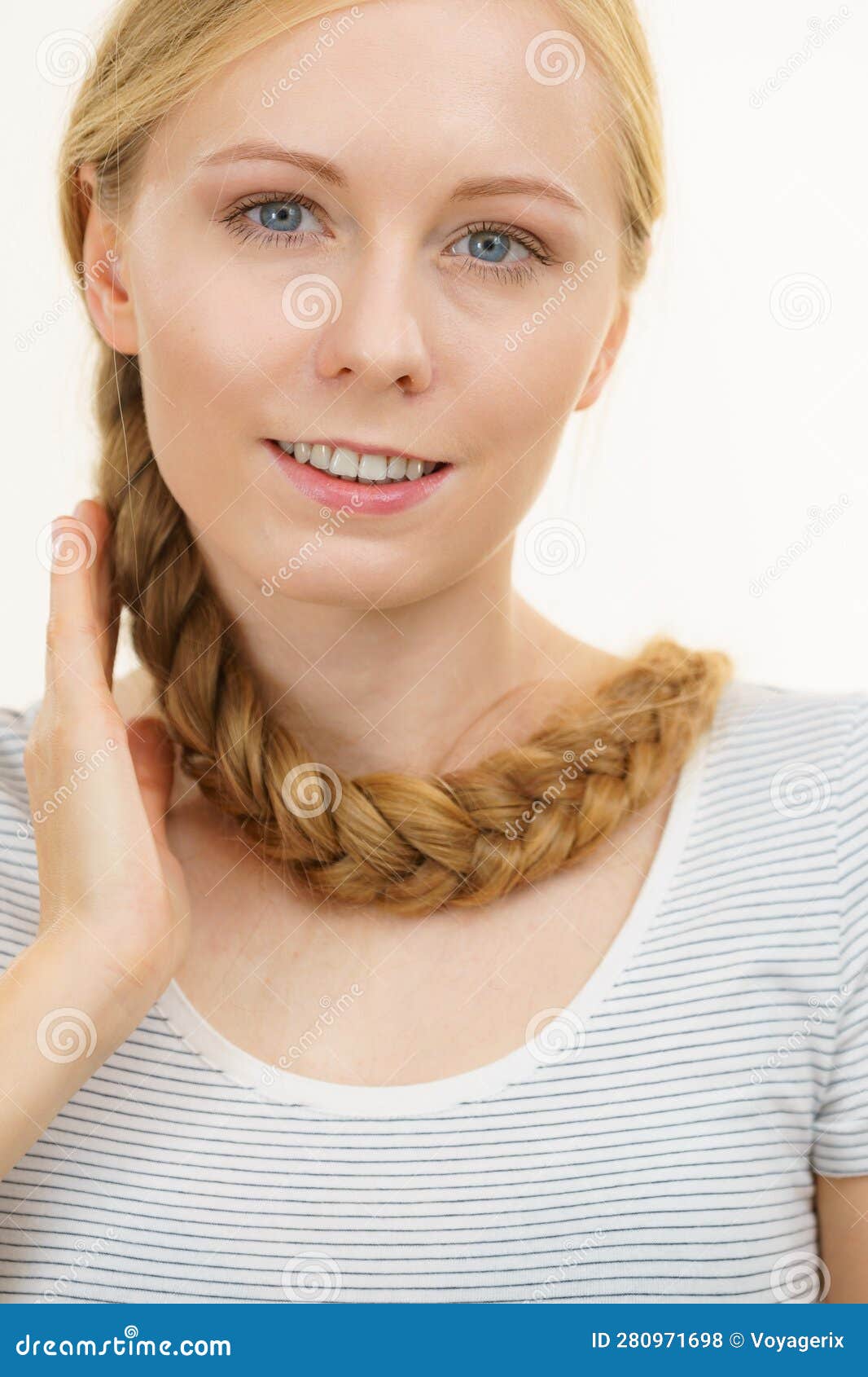 Blonde Girl with Braid Hair Stock Photo - Image of hair, happy: 280971698