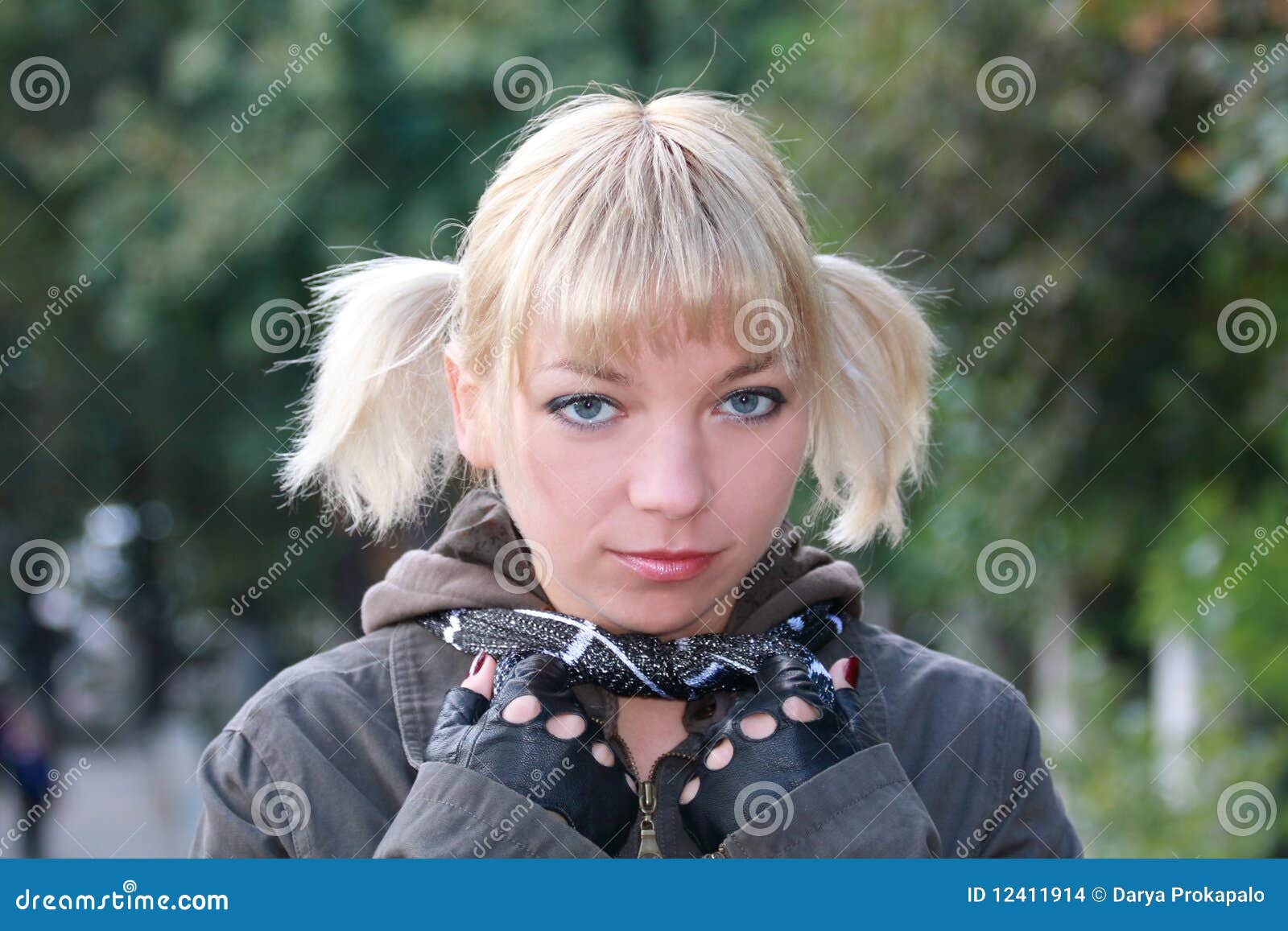 Blonde girl with grey eyes stock photo. Image of grey 12411914