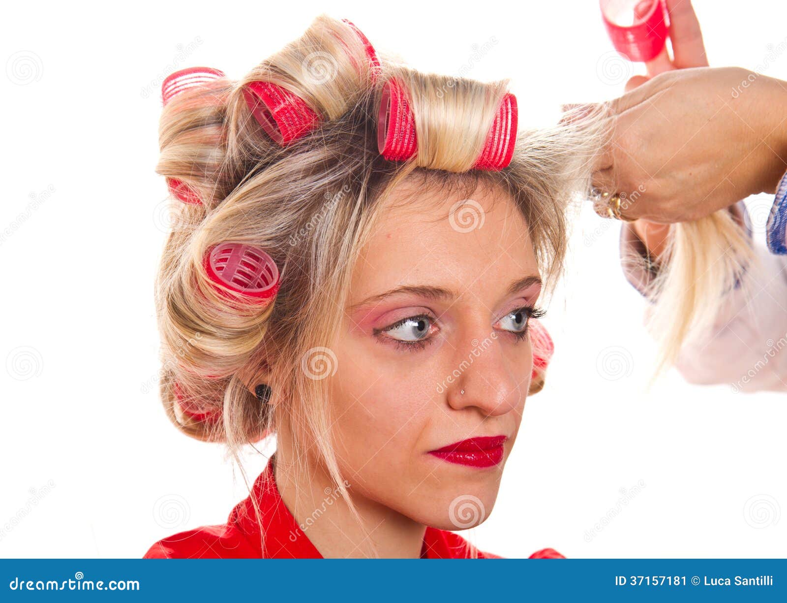 Blonde Girl at the Hairdresser Stock Image - Image of hairstyle, smooth ...