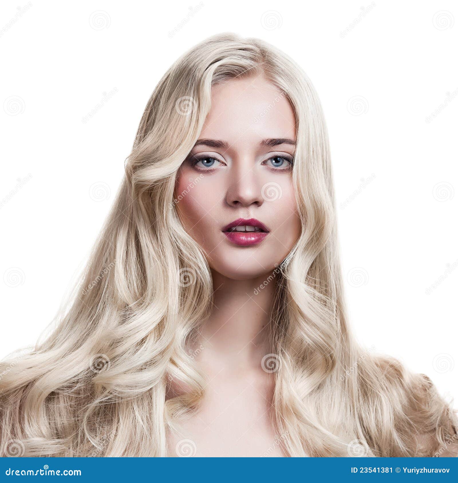Blonde Girl Healthy Long Curly Hair Stock Image Image