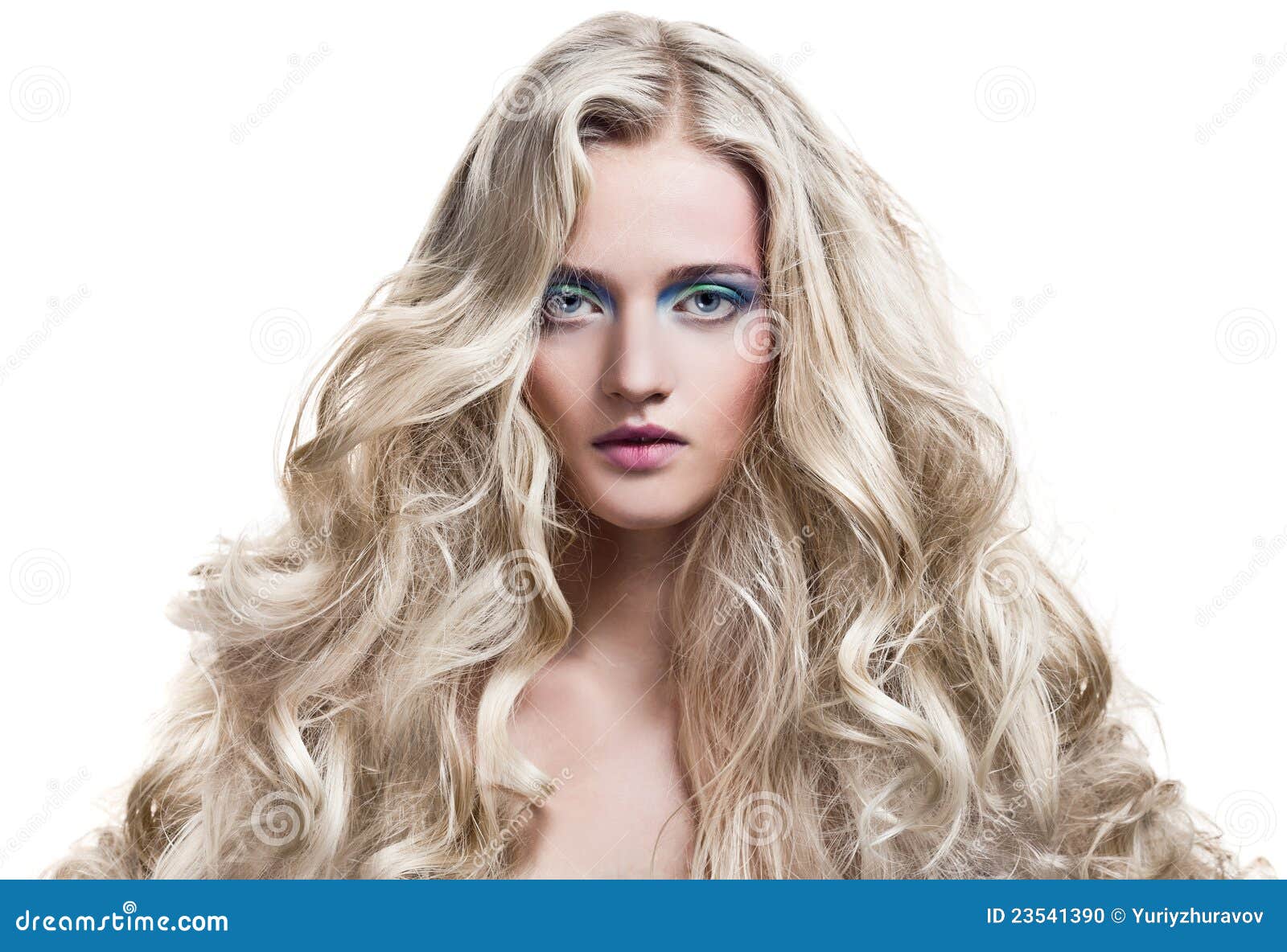 Blonde Girl. Healthy Long Curly Hair. Stock Photo - Image ...
