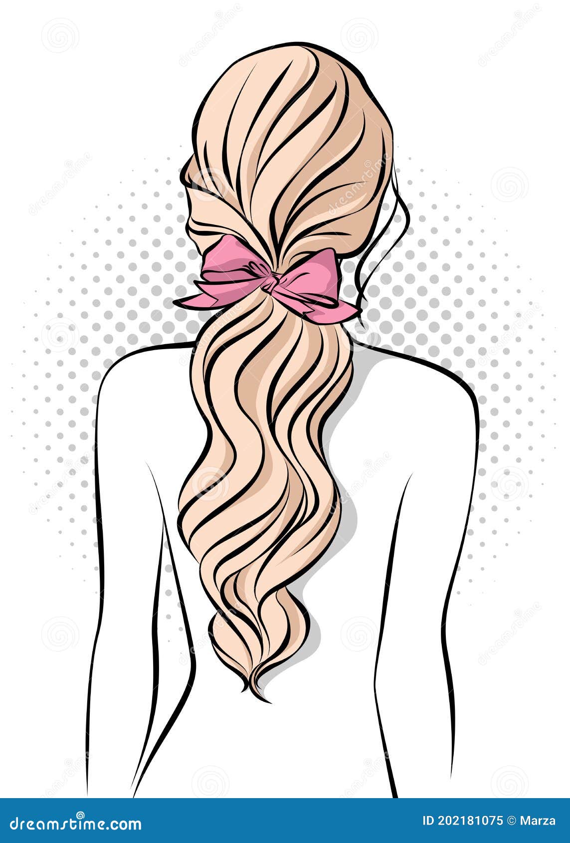 Long Curly Blonde Lock Of Hair Tied With Pink Bow Stock Photo - Download  Image Now - Blond Hair, Ponytail, Tied Bow - iStock