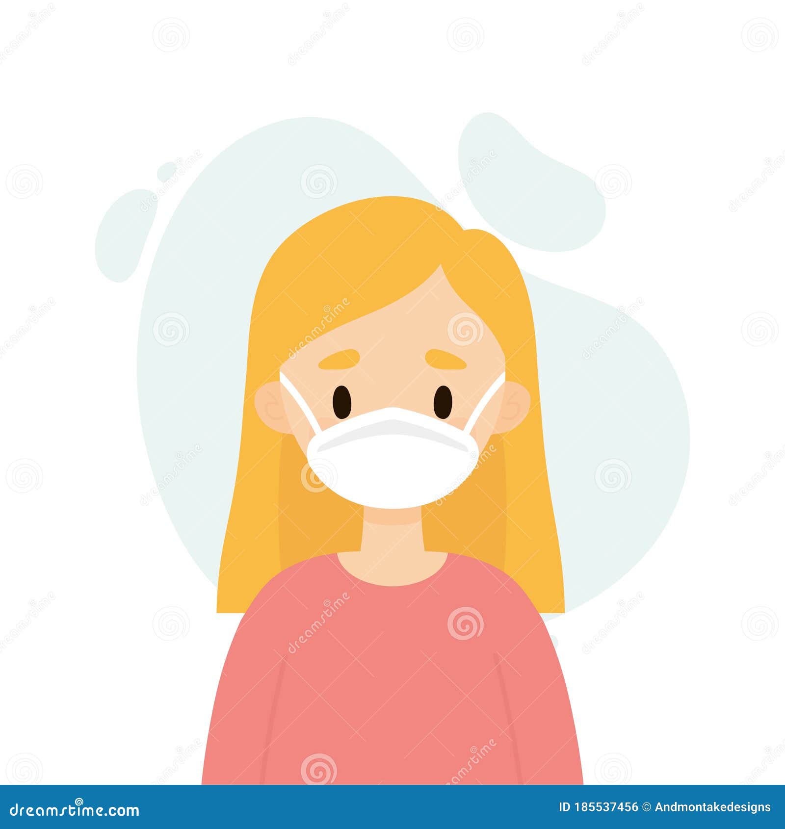 Young Woman Wearing a Face Mask Stock Vector Illustration of girl