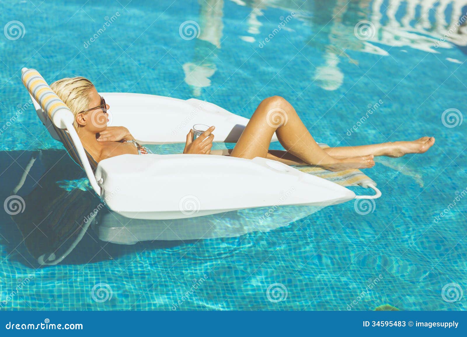 Hot Blonde In Pool