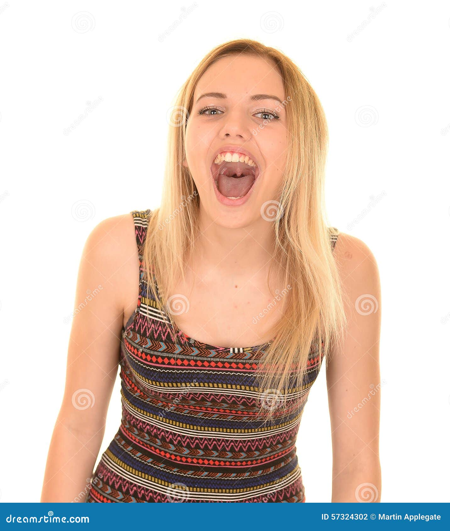 blonde girl shouting