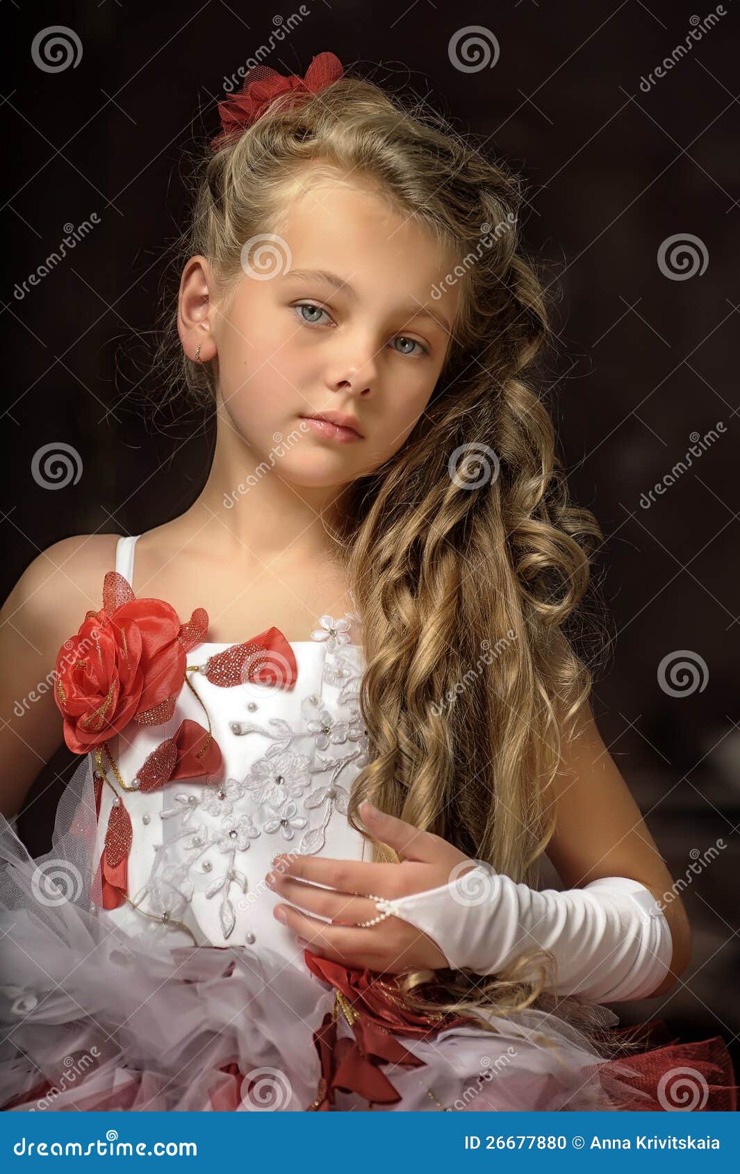 Blonde Girl in a Smart Dress Stock Photo - Image of child, arms: 26677880