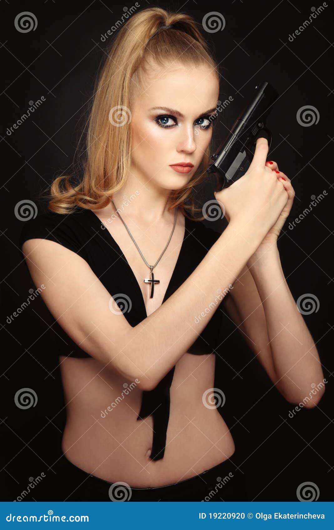 Blonde with gun stock photo. Image of glamorous, bodyguard 