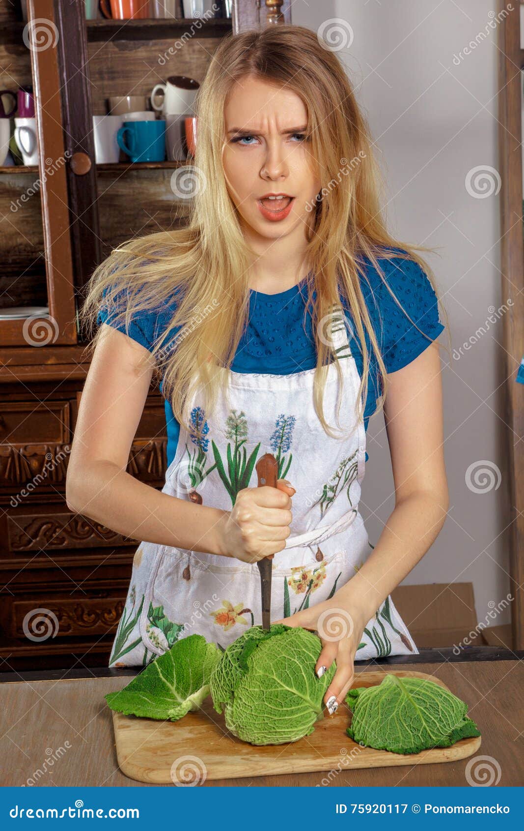 Blonde Housewife In The Kitchen Stock Image Image Of Adult 