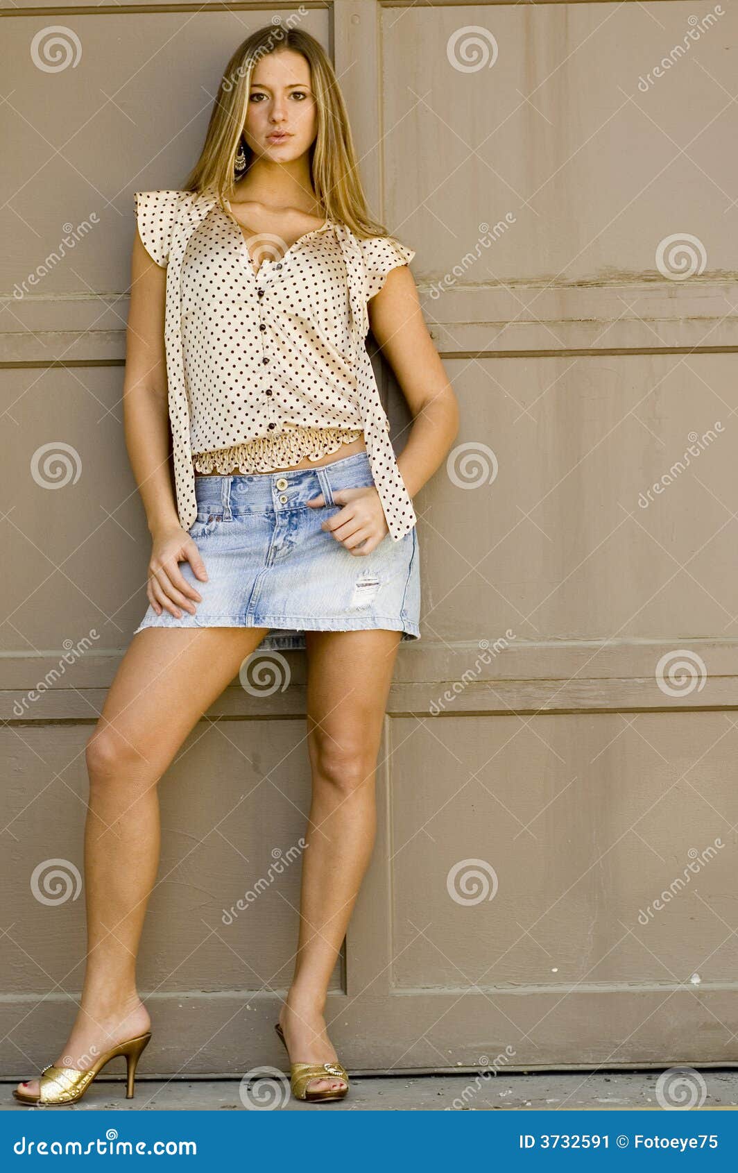 Blonde in mini skirt stock image. Image of attractive - 3732591