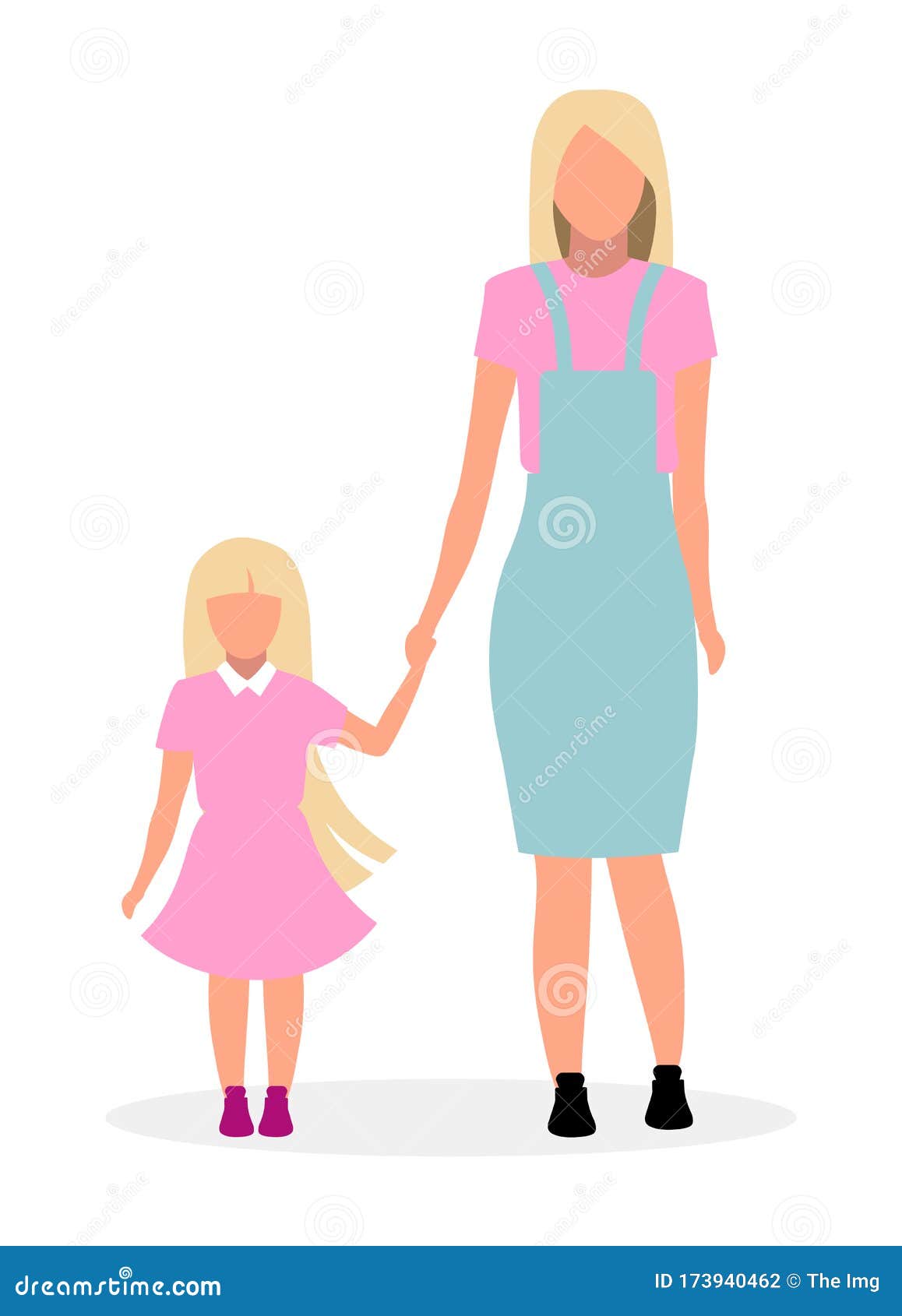 Blonde Mother with Cute Daughter Flat Vector Illustration. Parent with Preschool Girl Holding Hand Cartoon Characters Isolated on Stock Vector - Illustration of dress, beautiful: 173940462 Blonde Mother with Cute Daughter Flat Vector Illustration. Parent with Preschool Girl Holding Hand Cartoon Characters Isolated on Stock Vector - Illustration of dress, beautiful: 173940462