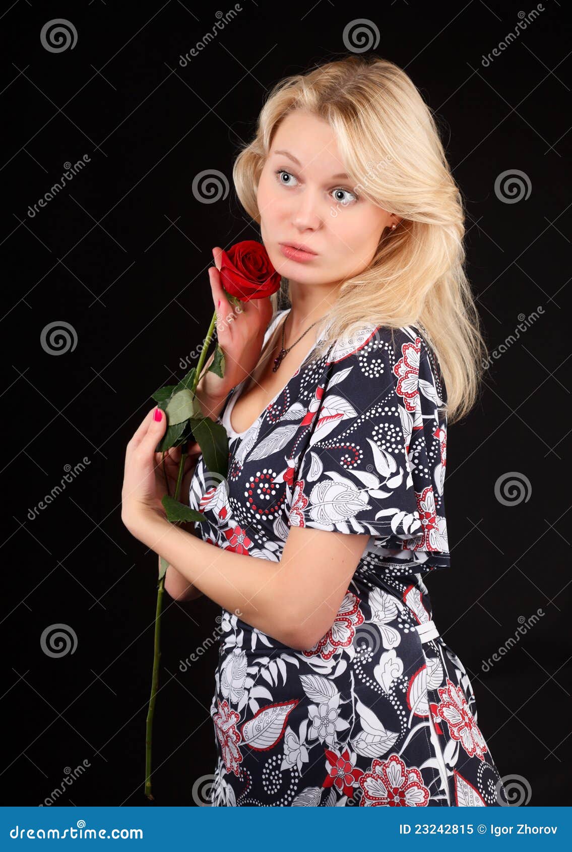 Blonde with rose. stock image. Image of head, person - 23242815