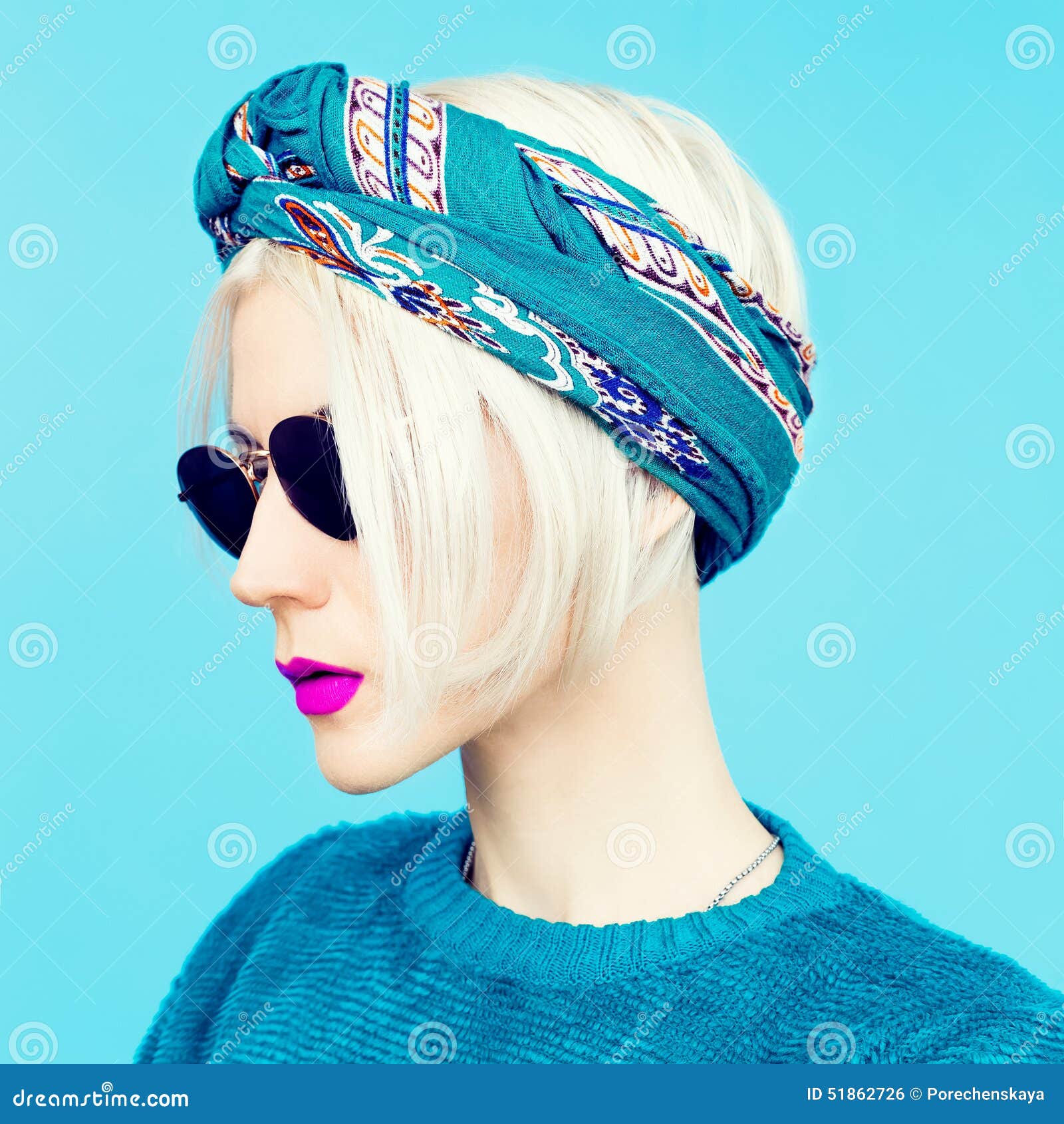 Blonde in scarf. stock photo. Image of individuality - 51862726