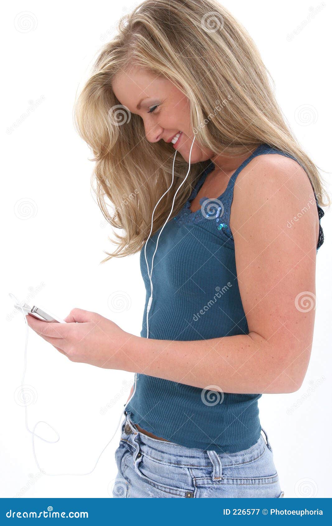 Blonde Teen Girl Listening To Music Stock Photo Megapixl