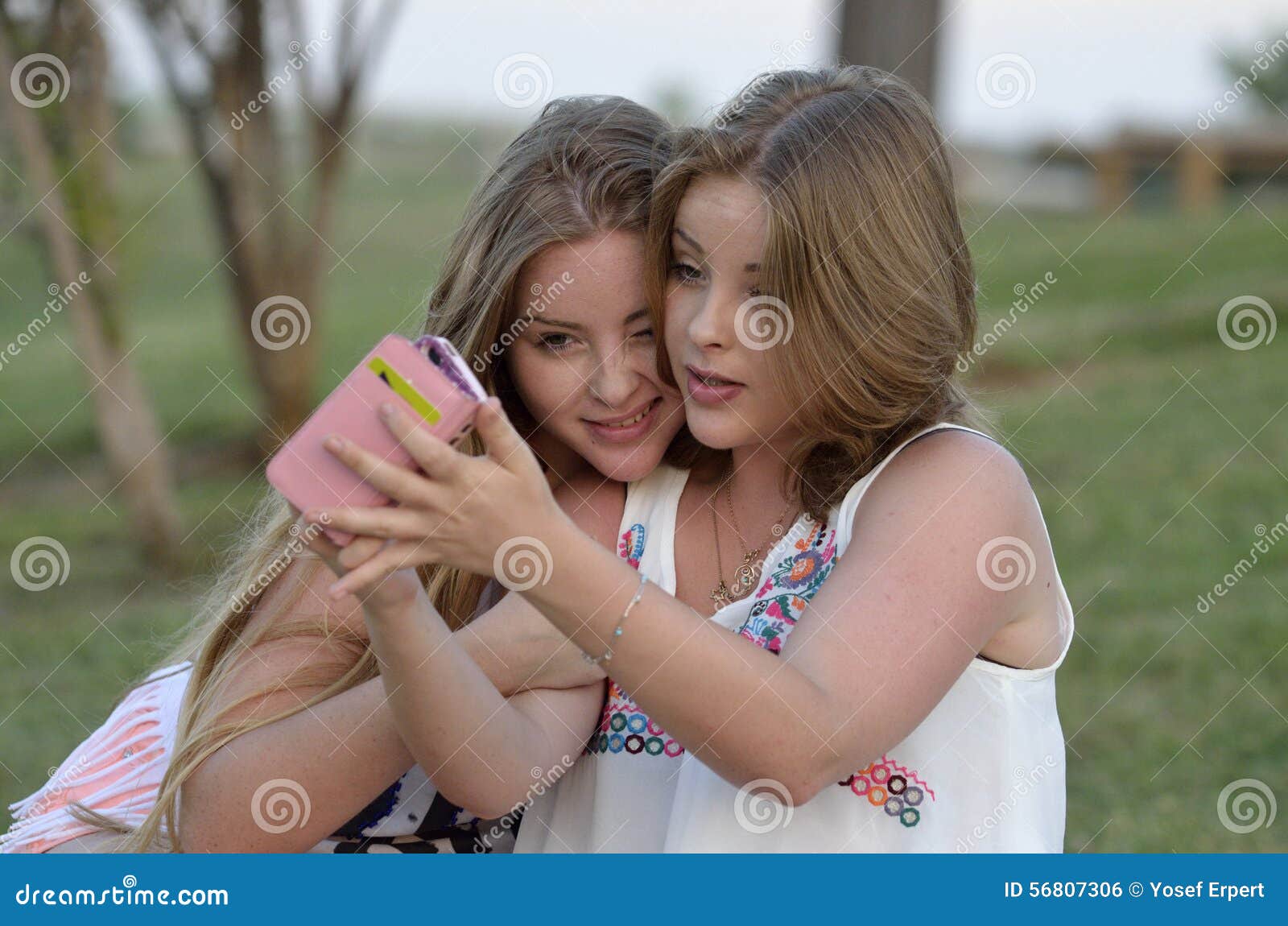 Blonde teen girls stock photo. Image of girl, tree, summer - 56807306