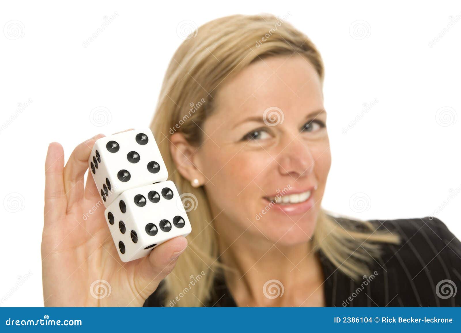 Blonde woman with dice stock photo. Image of chips, fortune 2386104