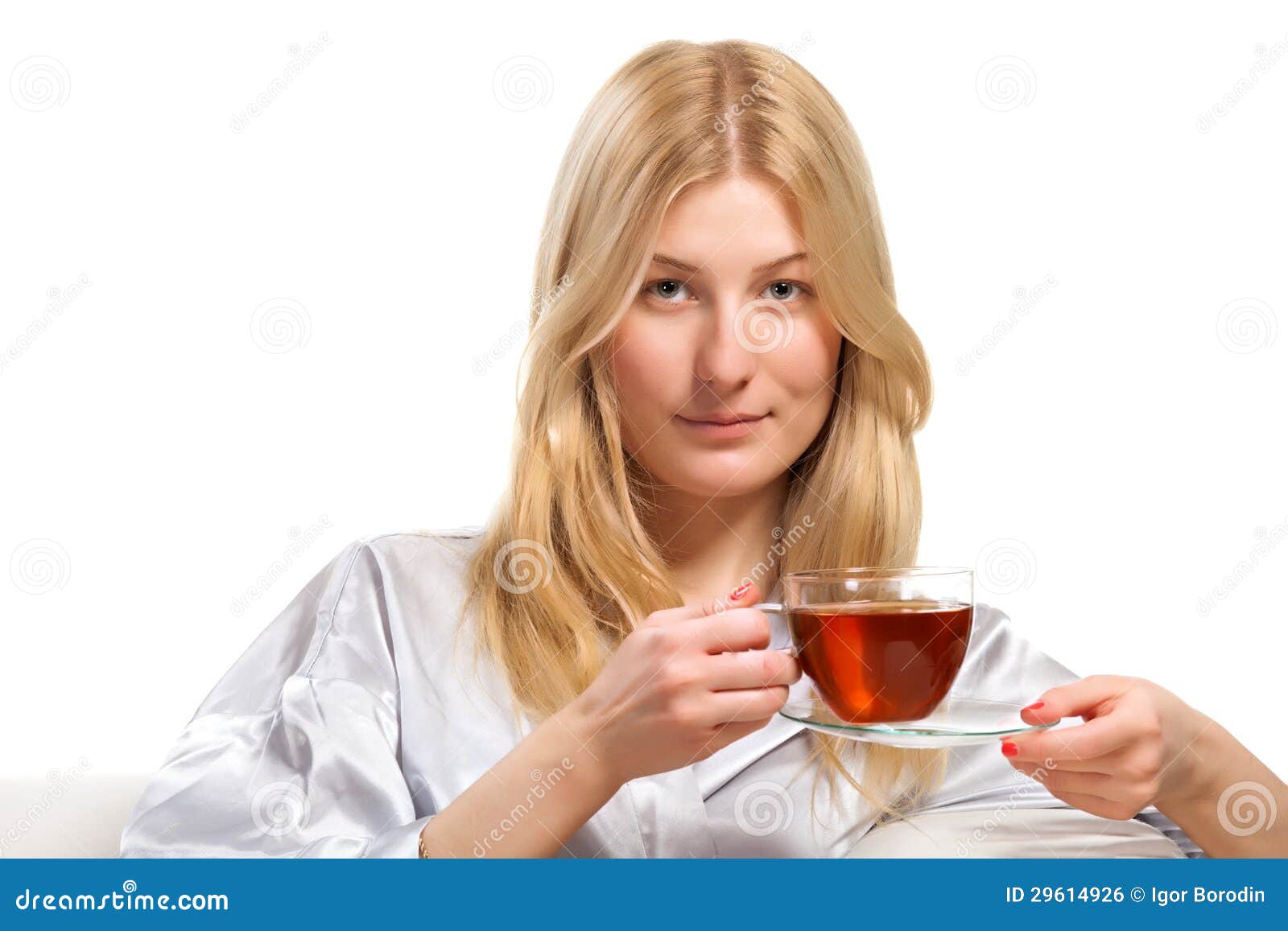 Blonde Woman Drinking a Cup of Tea Stock Photo Image of casual