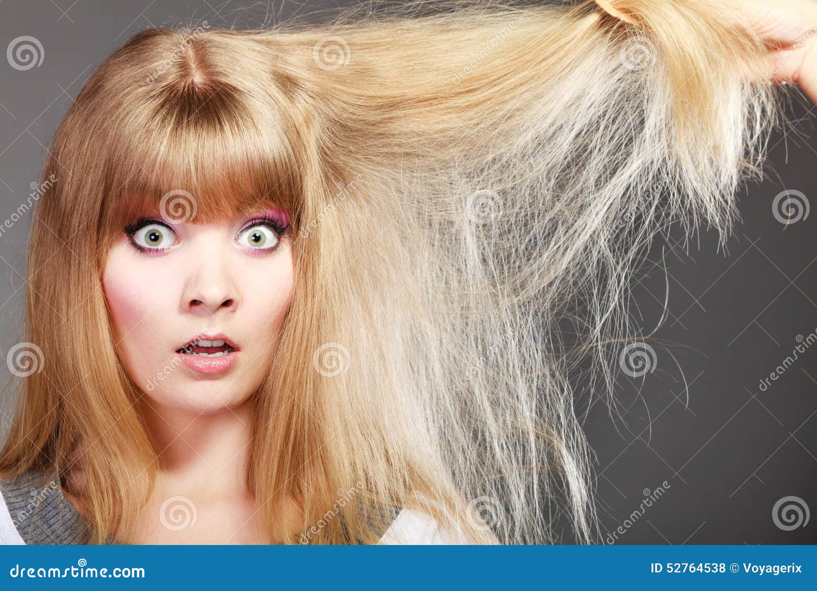 Blonde Woman With Her Damaged Dry Hair. Stock Photo ...