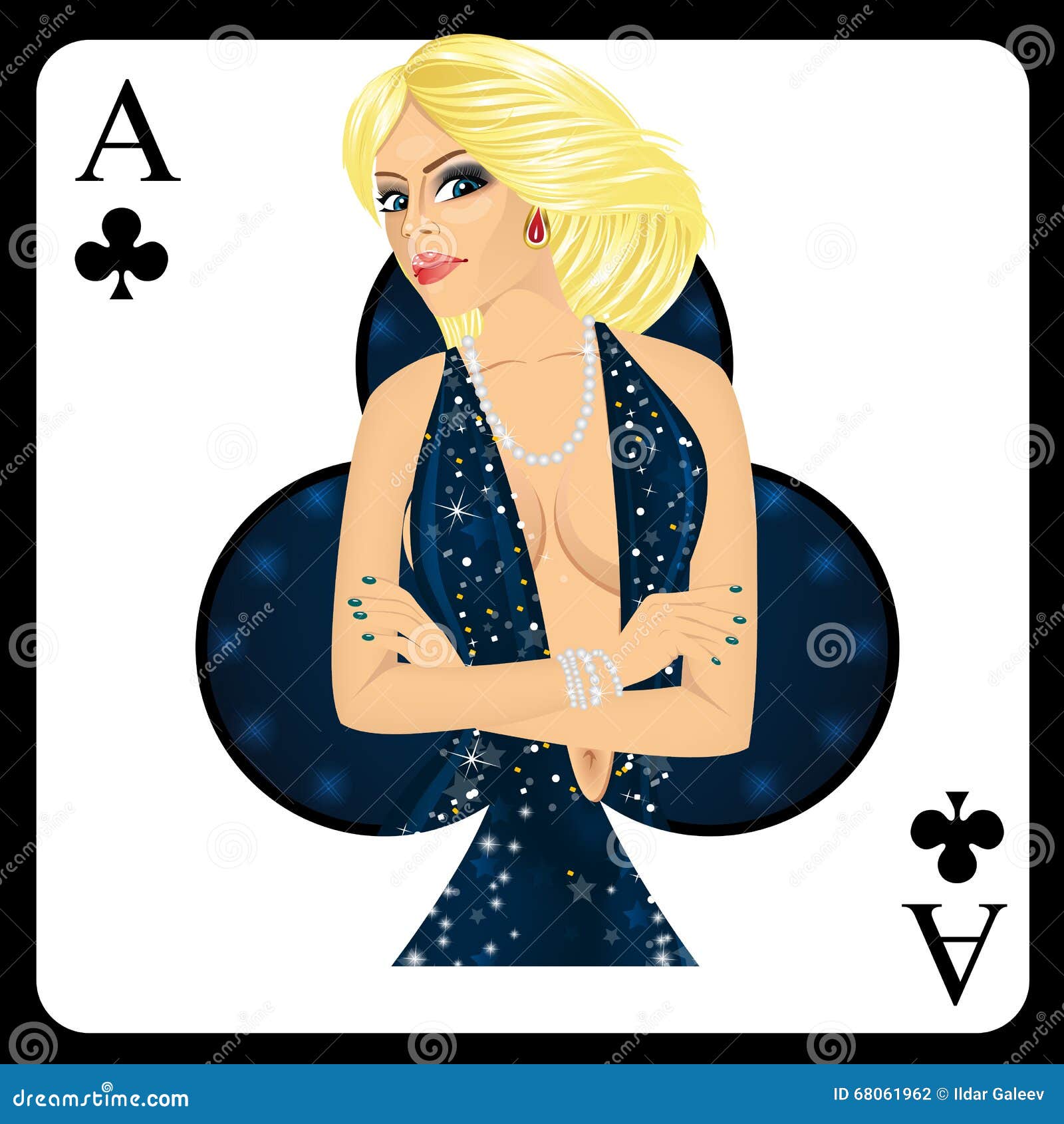 Blonde Woman Representing Ace of Clubs Card from Poker Game Stock ...