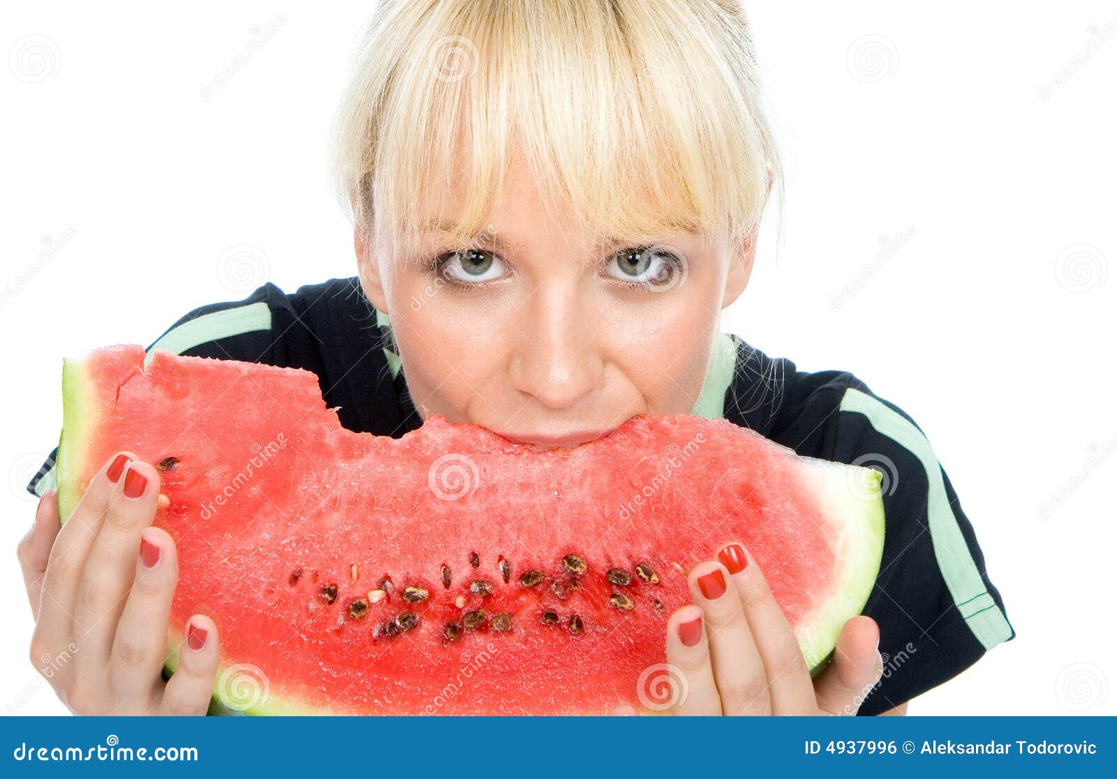 Blondy hold watermelon stock photo. Image of natural 4937996