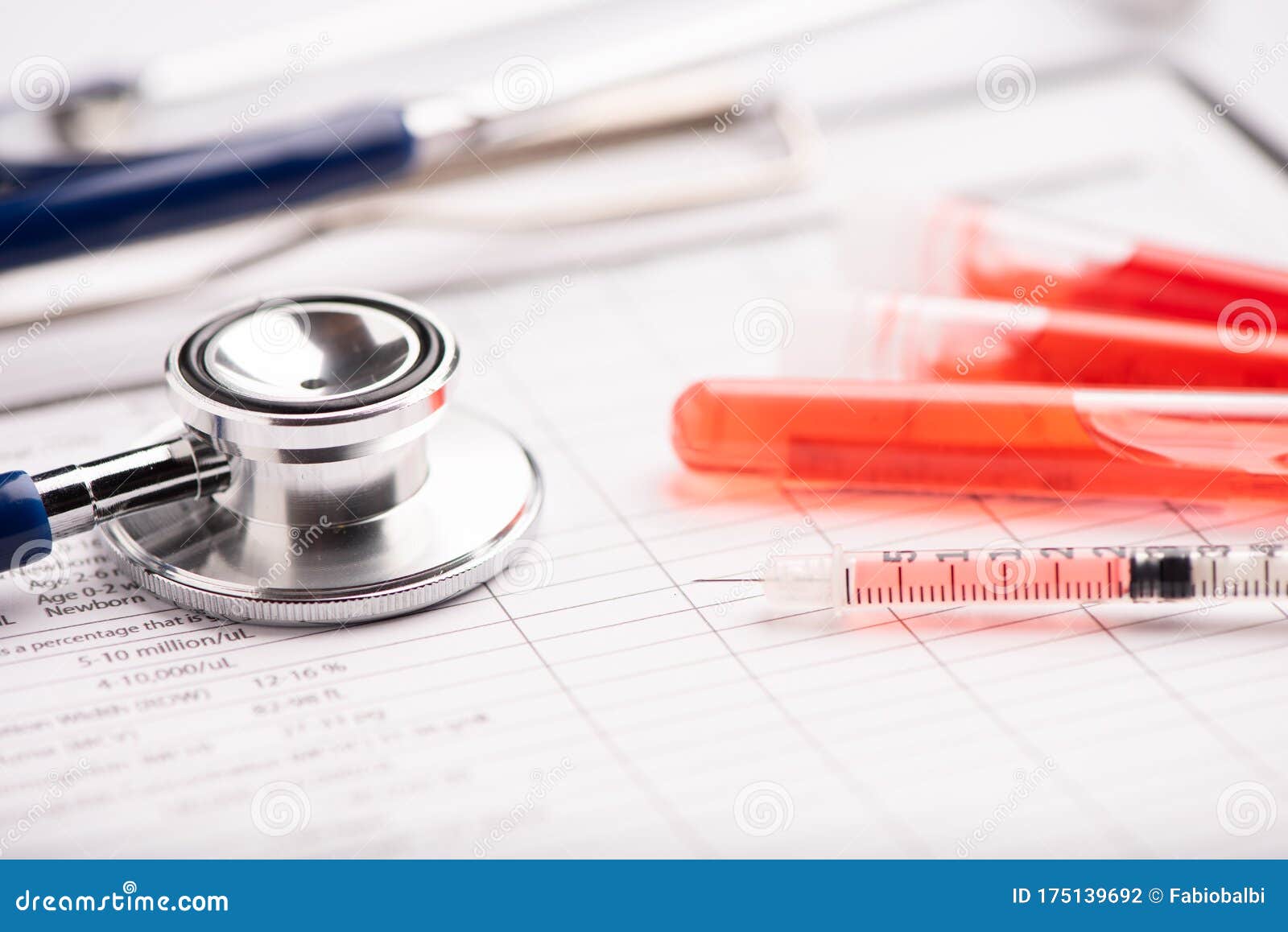 Blood Analysis Report with Lavender Color Blood Sample Collection Tubes ...