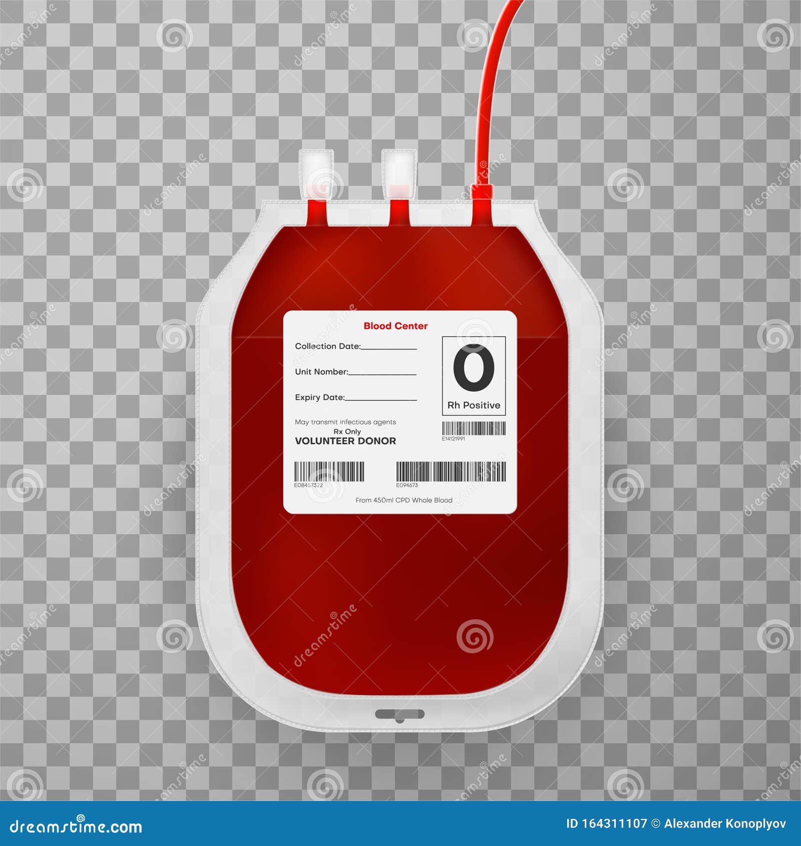 Blood Bag with Label Realistic Vector Illustration Stock Vector