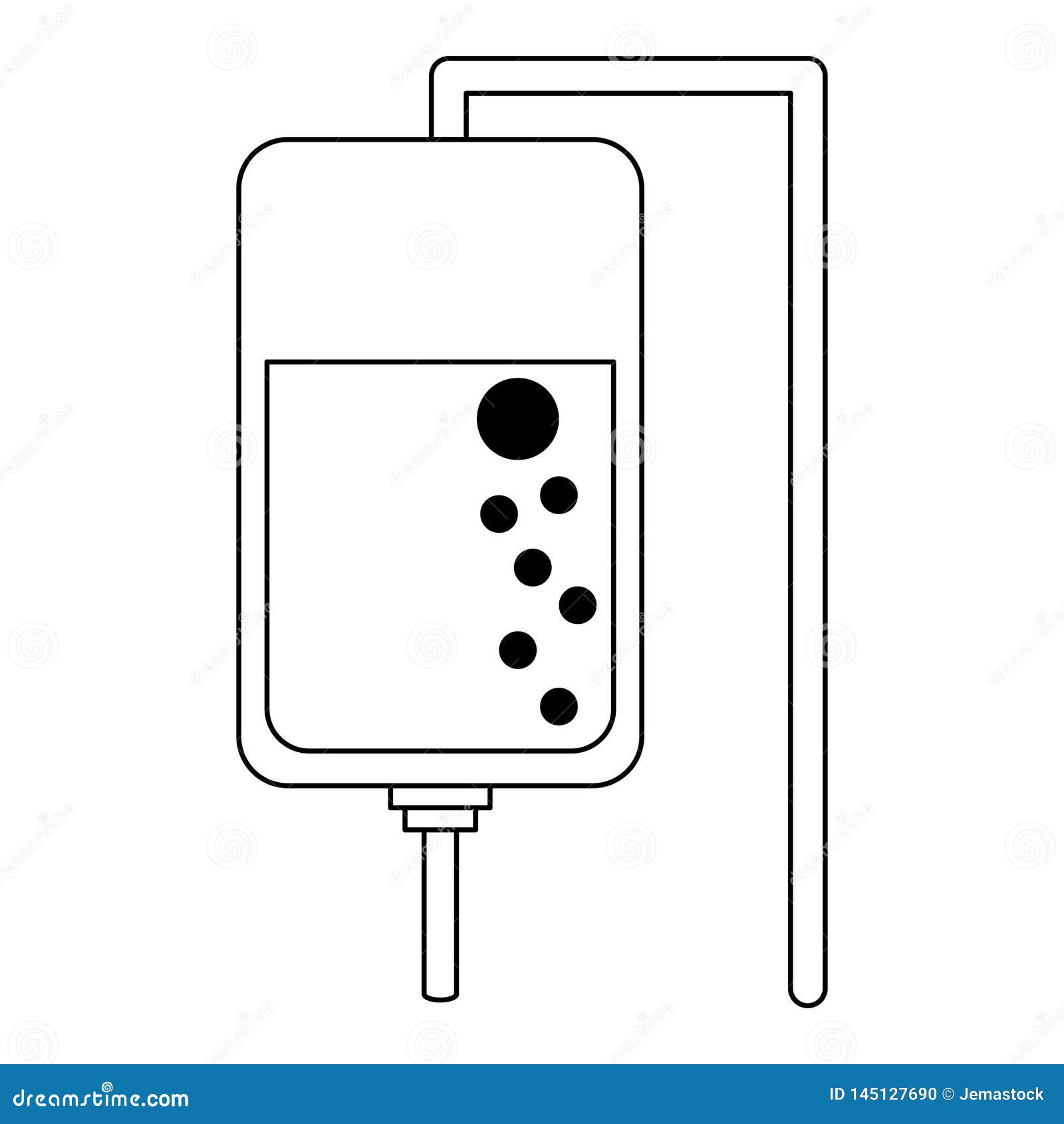 Blood Bag Symbol Cartoon in Black and White Stock Vector - Illustration