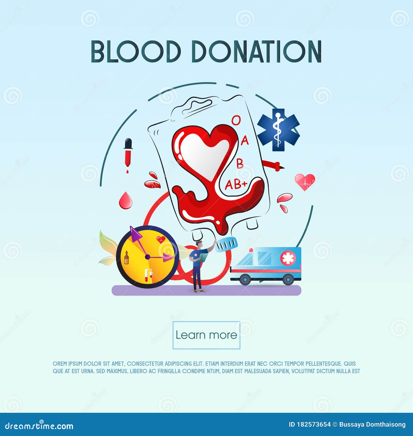 Blood Donation Design. Creative Donor Poster and Cute Character. Blood Donor Banner. Red Drop