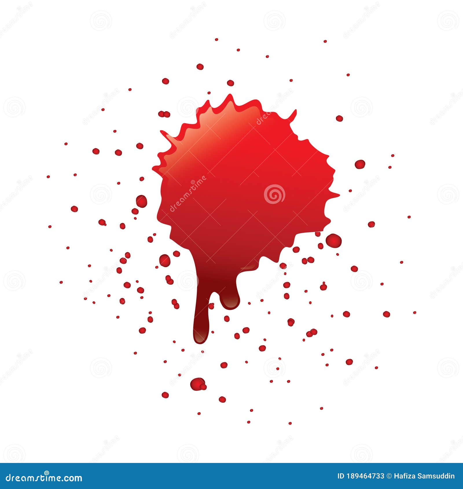 Set Of Blood Spatter, Realistic Texture Isolated On White Background