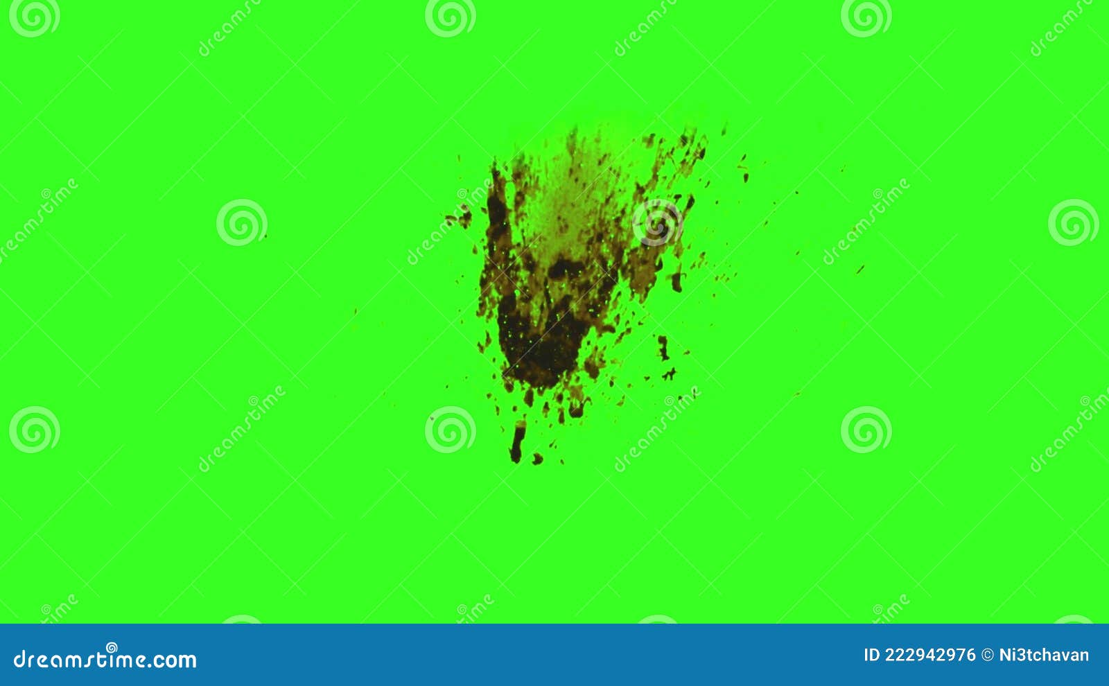 Blood Splashing and Dripping Slowly on the Green Screen Shot. Stock