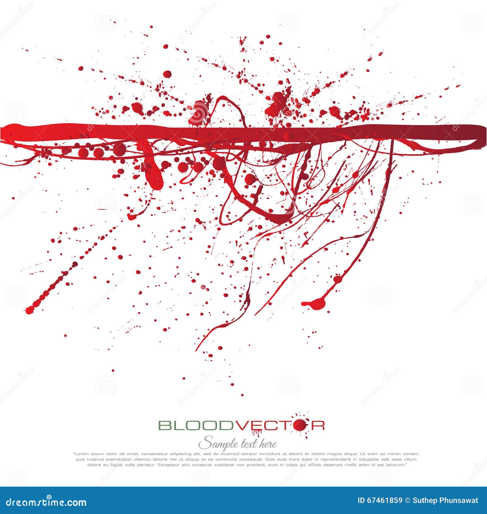 Blood Splatter Isolated on White Background, Stock Illustration
