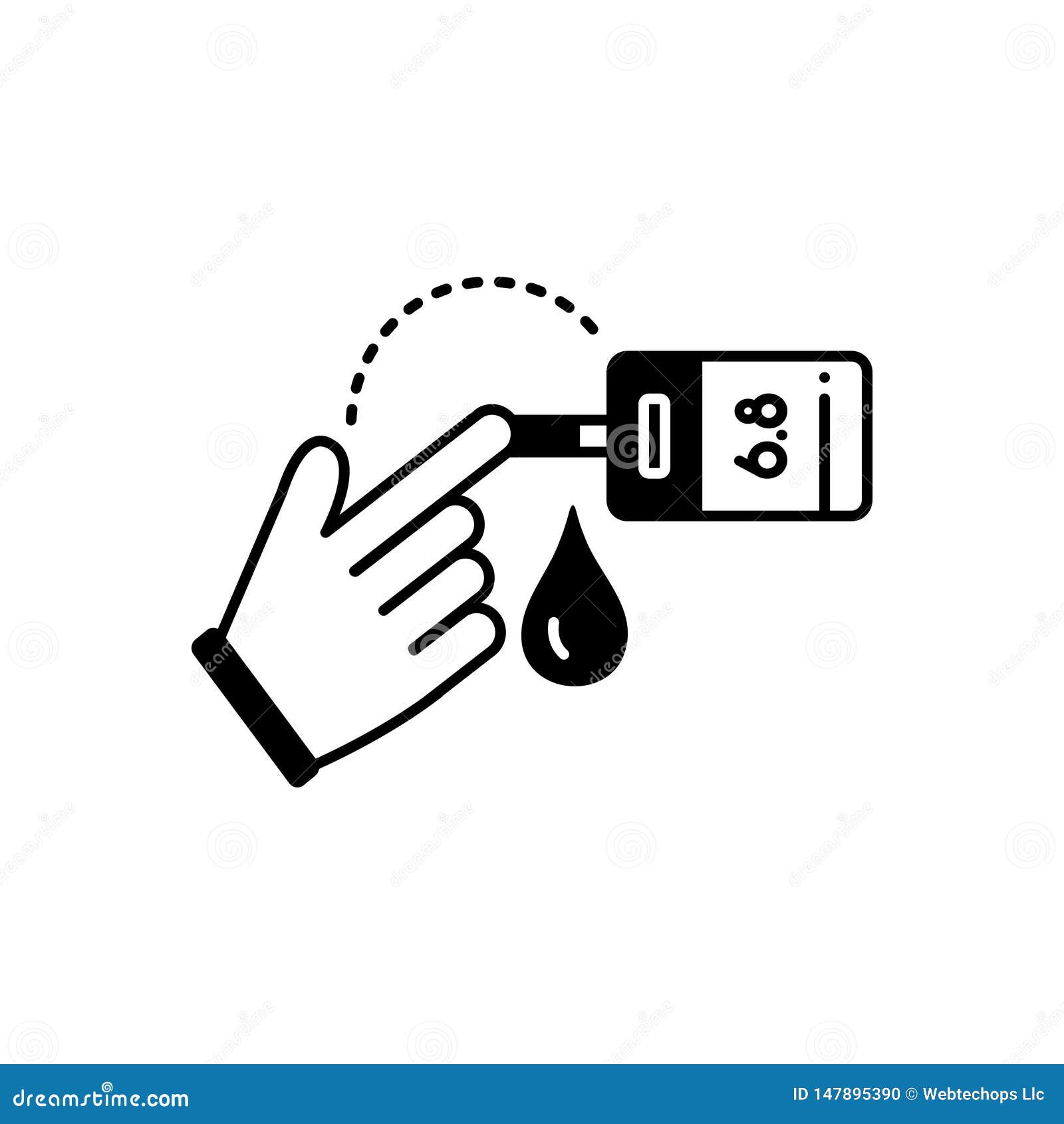 Black Solid Icon for Blood Sugar Test, Machine and Treatment Stock
