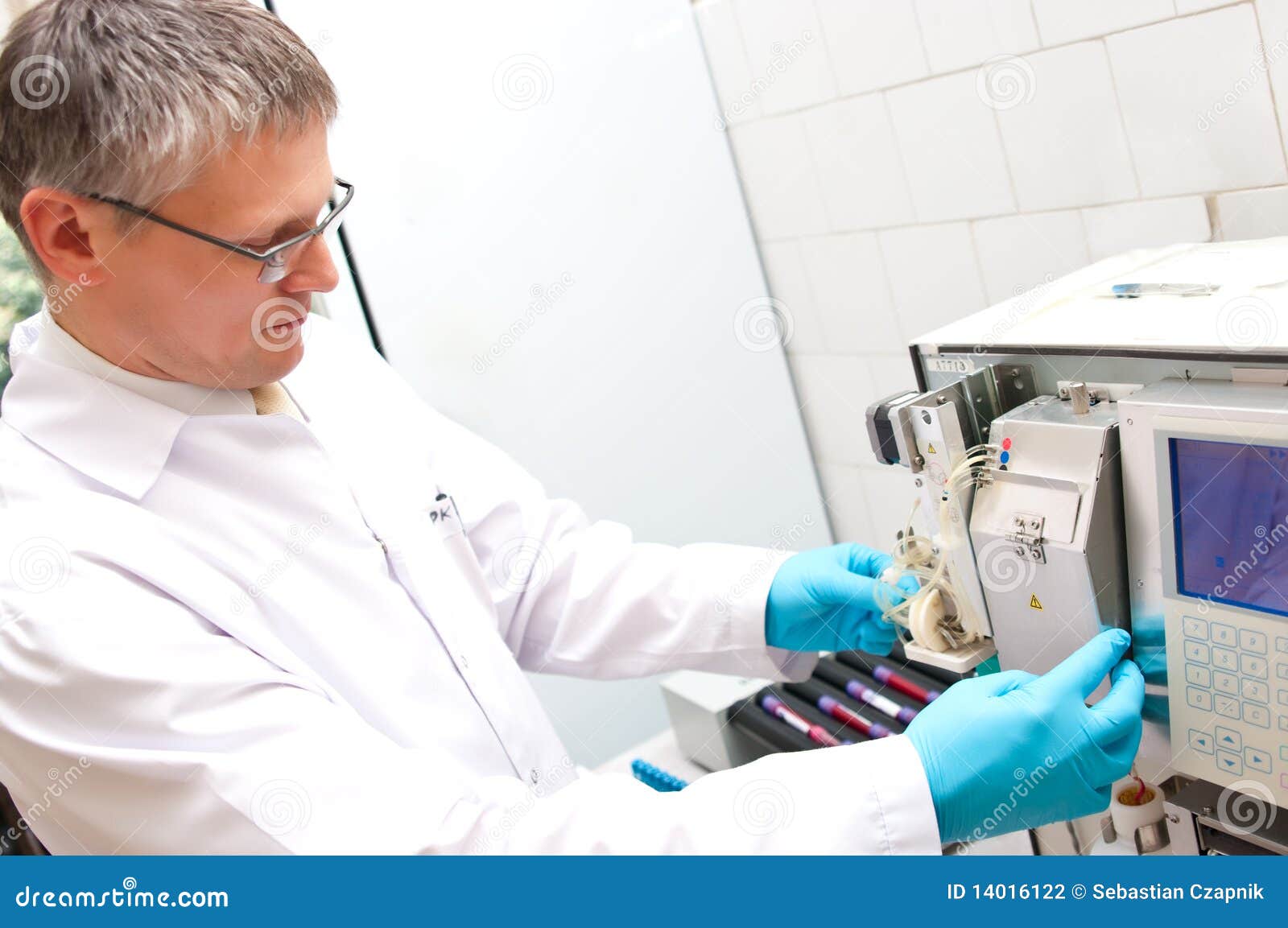 Blood test machine stock photo. Image of doctor, analyzer 14016122