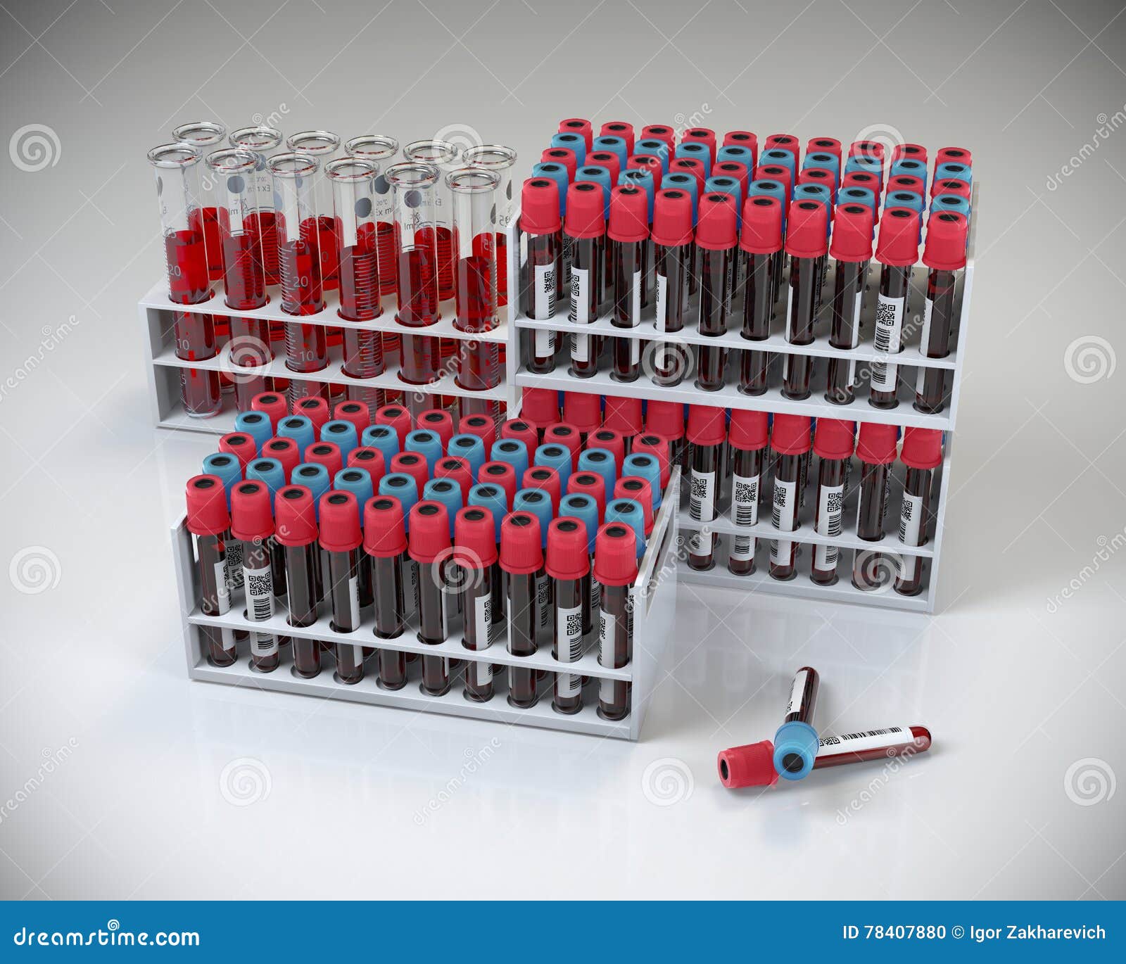 Blood Test Tubes. Blood Samples in a Rack Stock Illustration