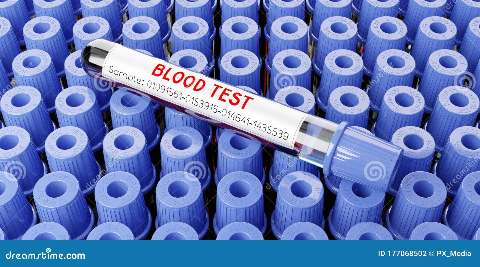 Blood Test, Test Tubes 3D Illustration Stock Illustration