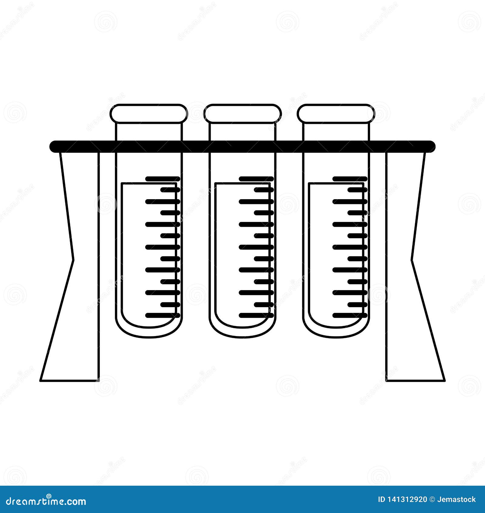 Blood Test Tubes Isolated in Black and White Stock Vector
