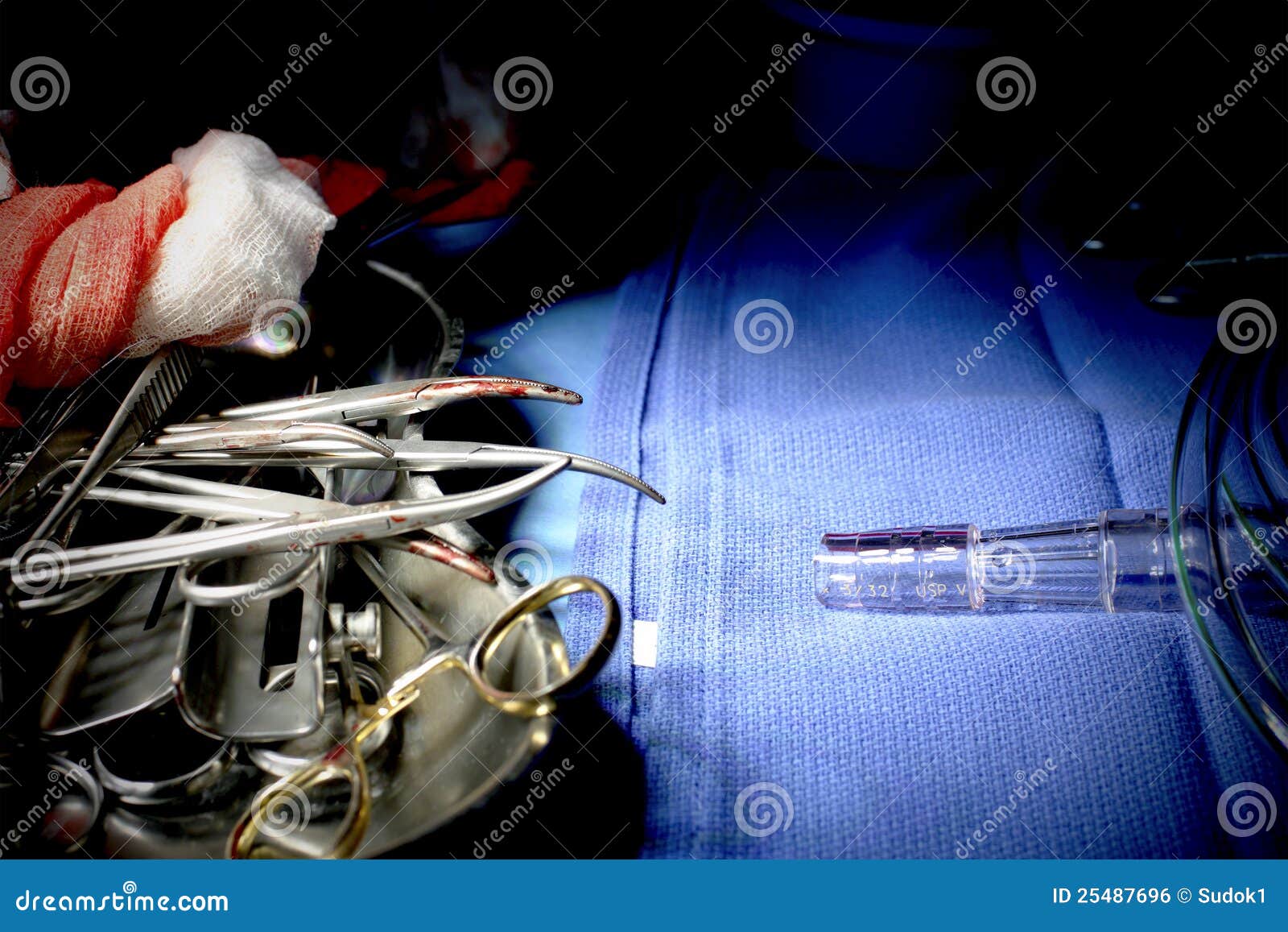 Bloodied Instruments, Gauze after the Surgery. Stock Photo Image of bloody, nightmare 25487696