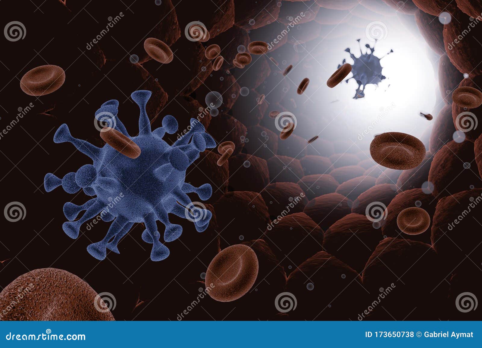 bloodstream virus and bacteria. microbiology and virology . 3d rendering ilustracion
