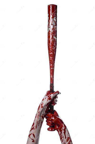 Bloody Hand Holding a Baseball Bat, a Bloody Baseball Bat, Bat, Blood