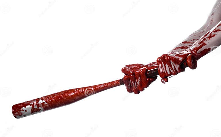 Bloody Hand Holding a Baseball Bat, a Bloody Baseball Bat, Bat, Blood