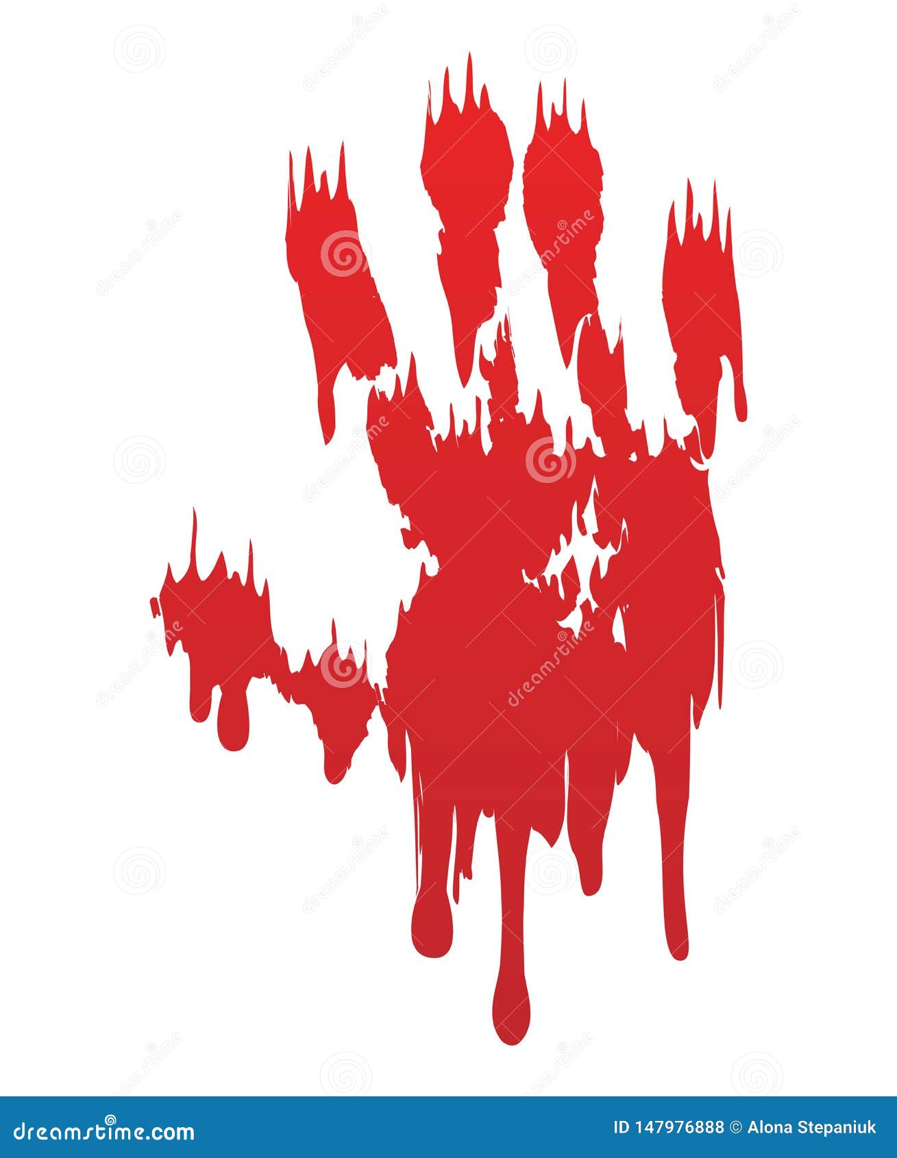 Bloody Hand Print Isolated White Background Horror Scary Blood Dirty