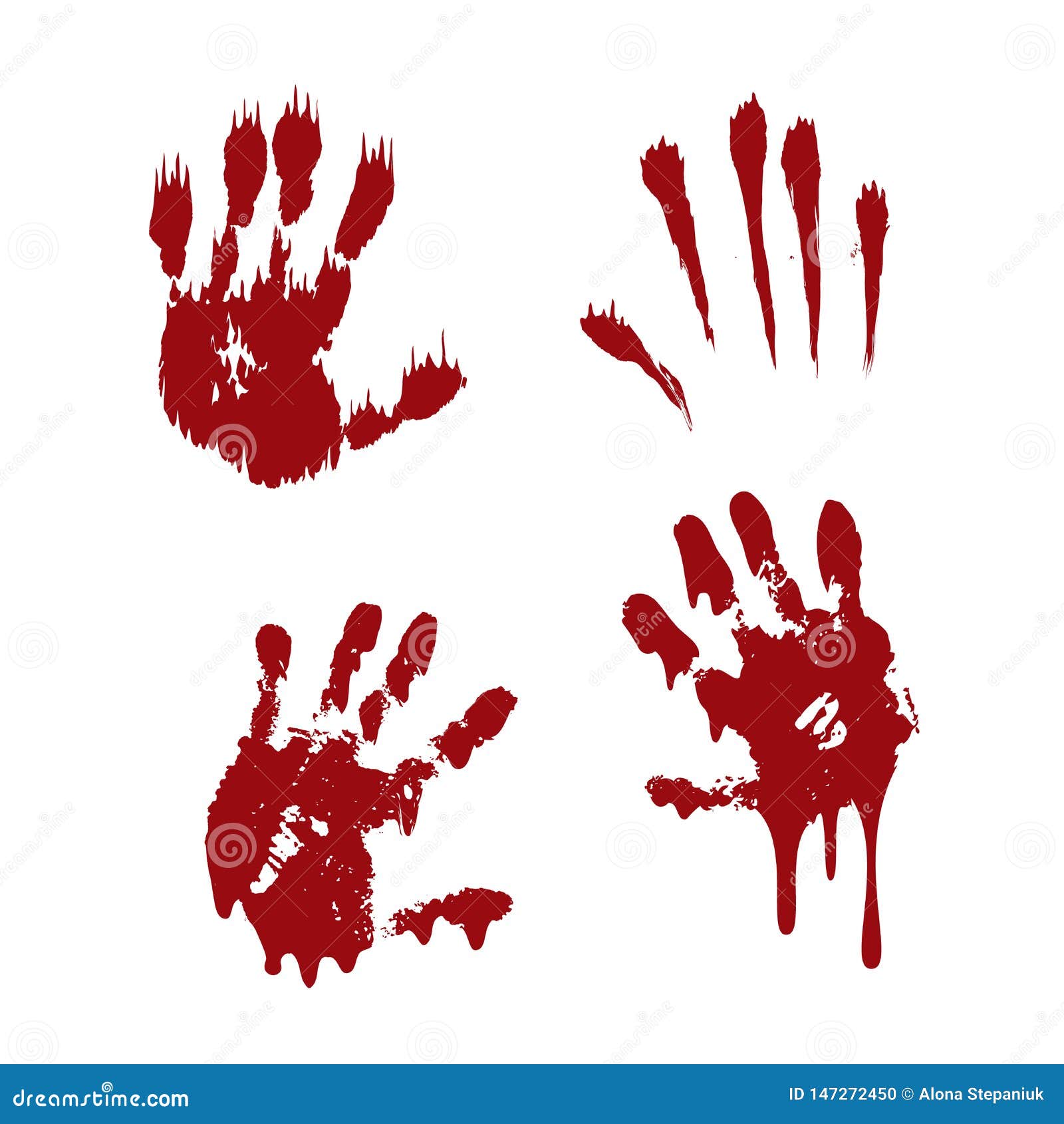 Set 8. Bloody Handprint On Brick Wall Royalty-Free Illustration