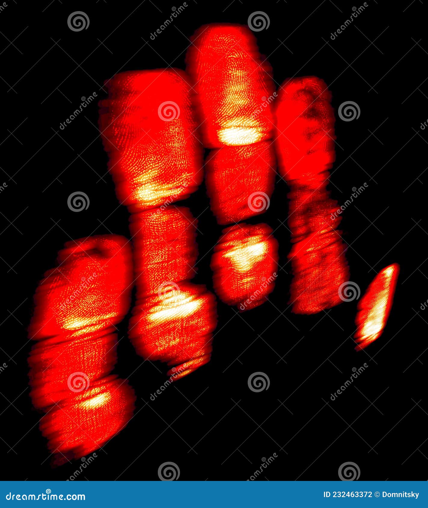 Bloody Handprint on Black Background. Scary Bloody Handprint. Halloween