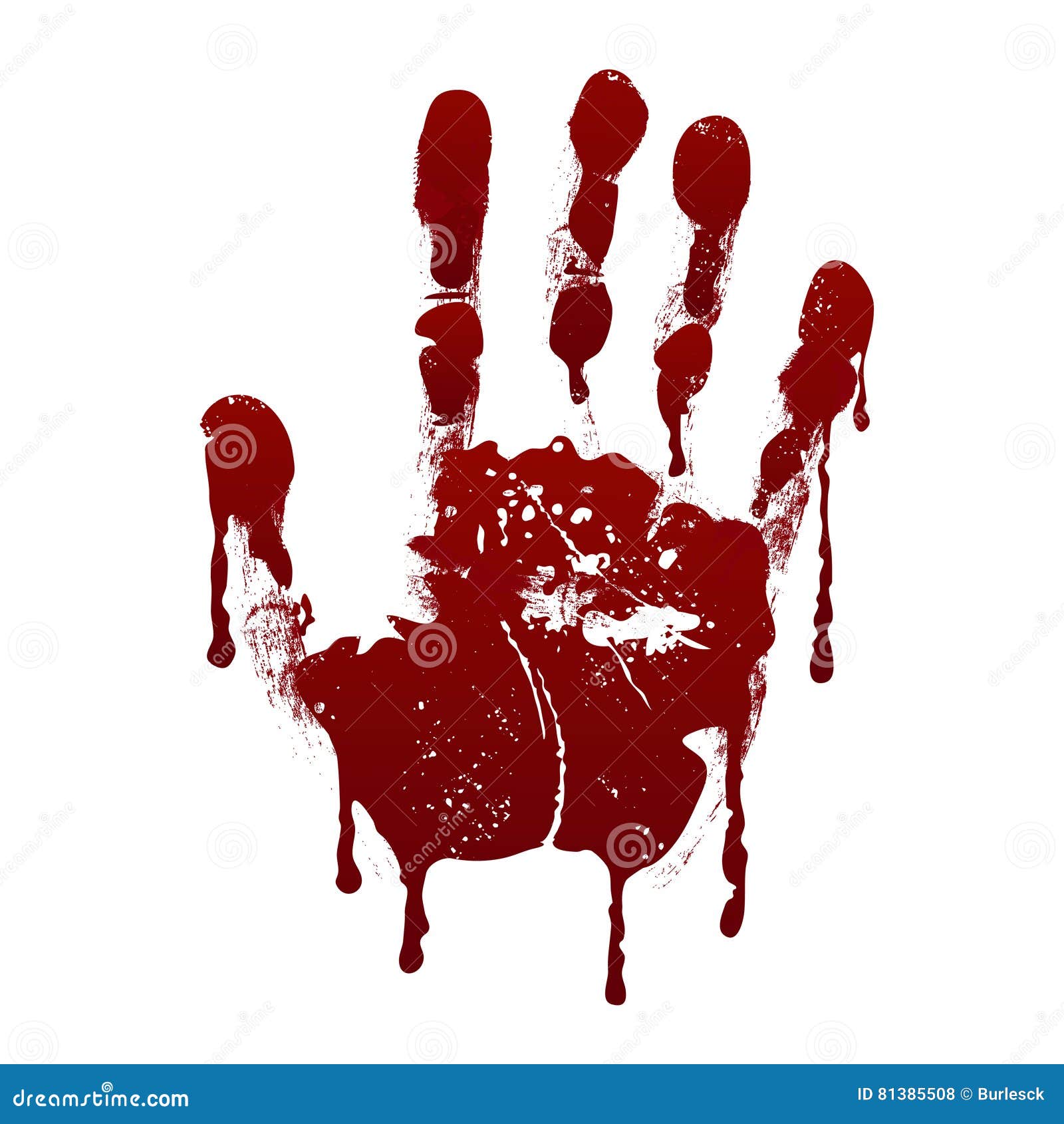 Bloody Handprint With Drips Isolated On White Back Royalty-Free Stock