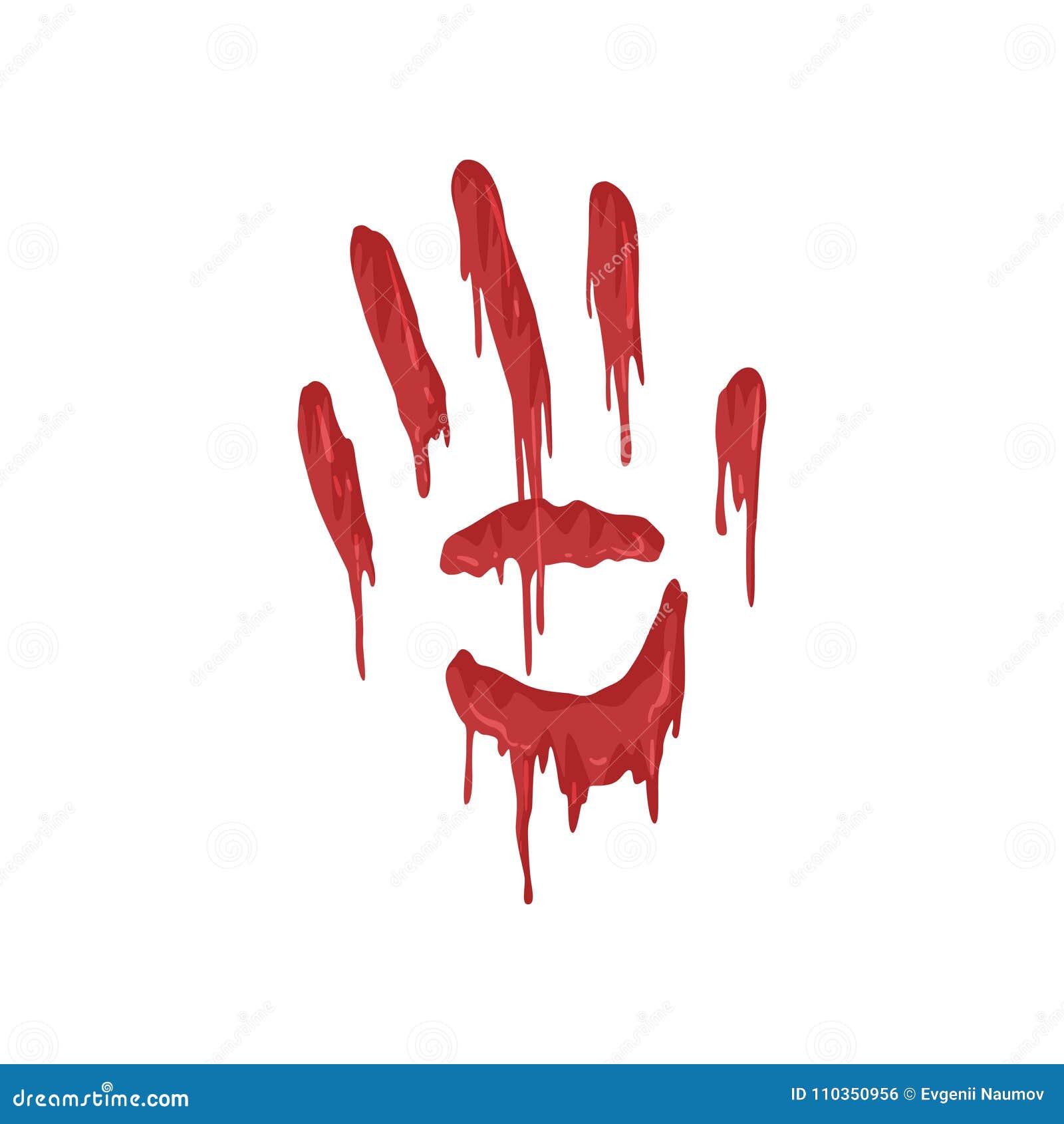 Bloody Handprint With Streaks Vector Illustration On A White Background