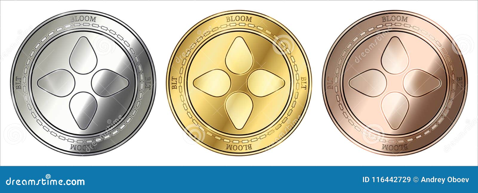 Bloom BLT coin set. stock vector. Illustration of retro - 116442729