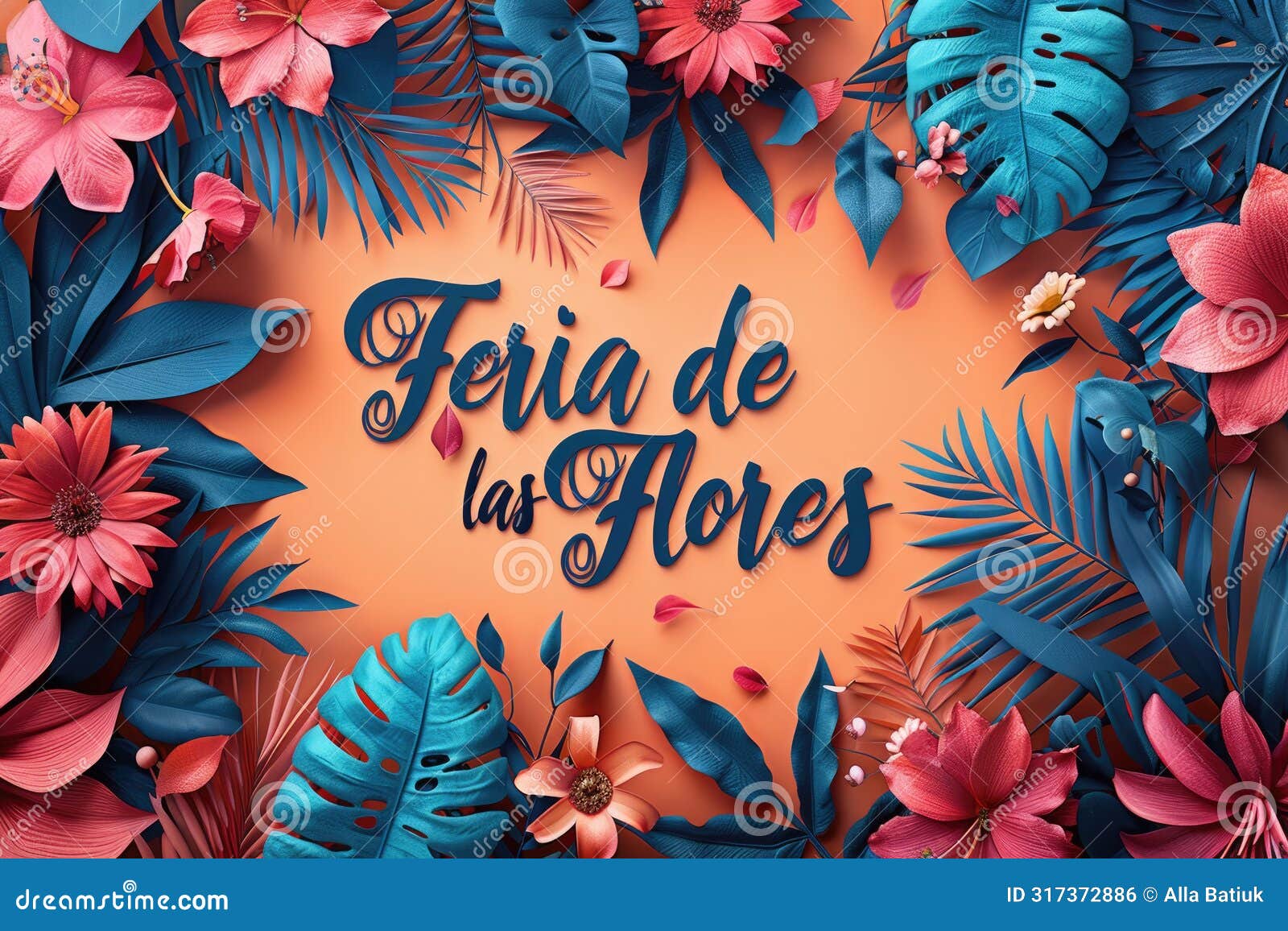 blooming festivity: feria de las flores highlighted amidst a riot of colorful blossoms, text harmoniously blending with