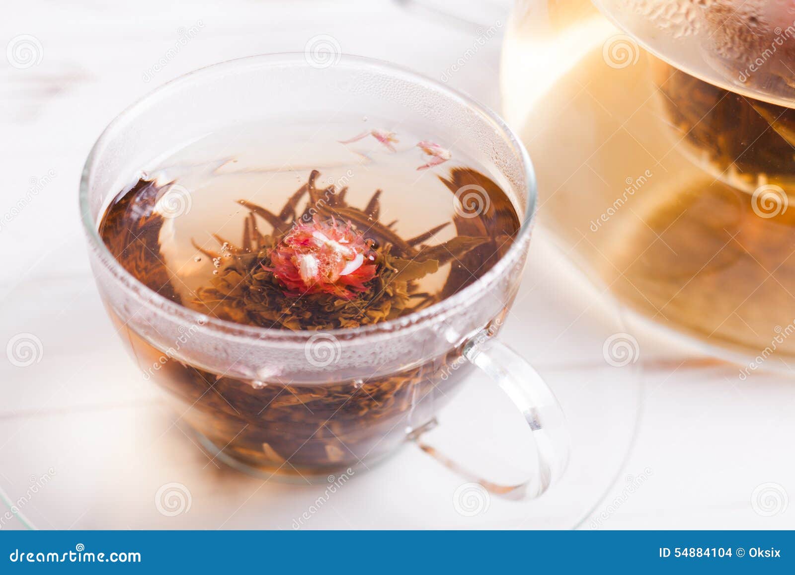 Blooming Flower Tea stock photo. Image of asian, leaf 54884104