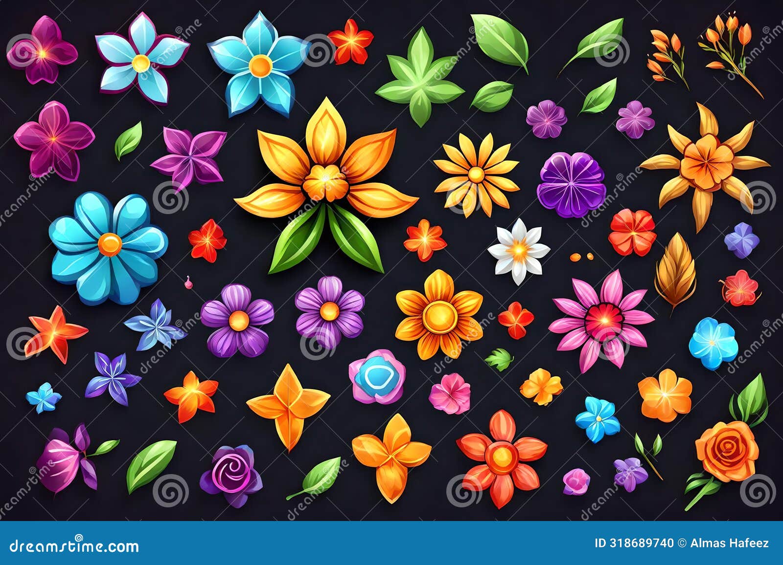 blossoming beauty: high-quality 3d rendered flower pattern
