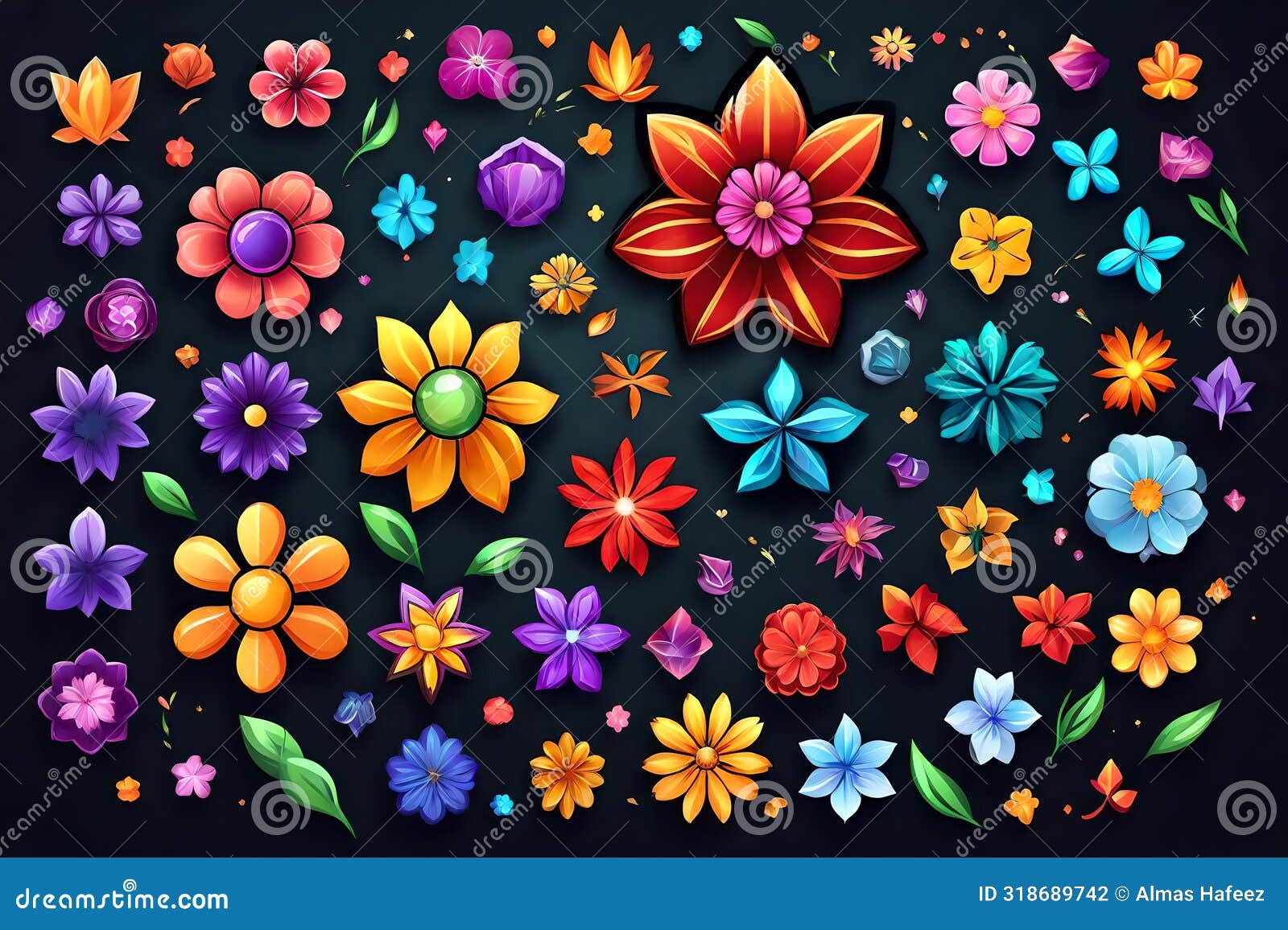 blossoming beauty: high-quality 3d rendered flower pattern