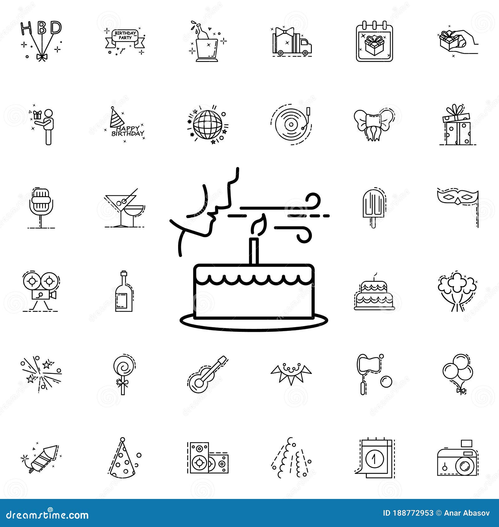blow outcandle oncake dusk style neon icon. s of birthday set. simple icon for websites, web , mobile app, info